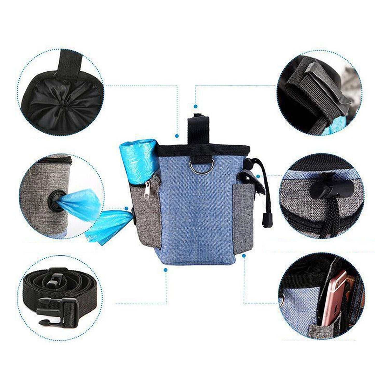 Dog Treat Pouch for Obedience Training with Garbage Bag Dispenser