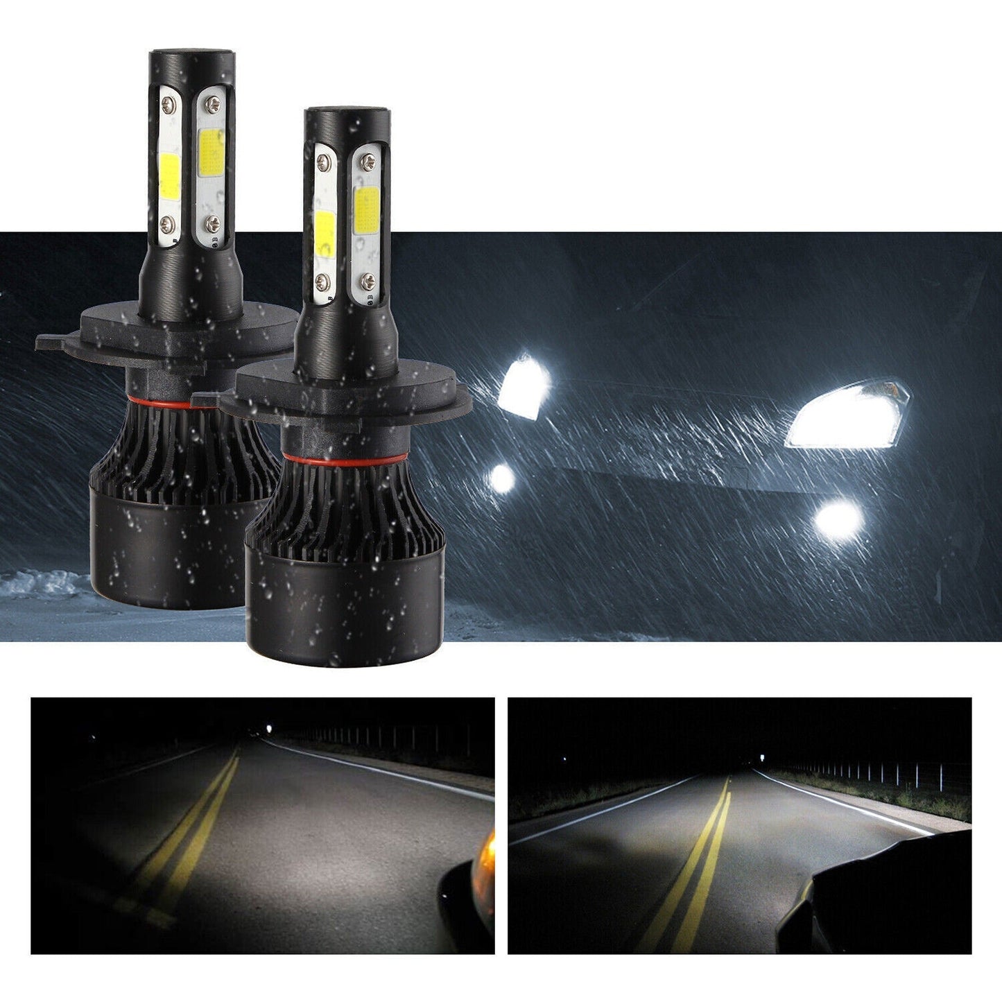 H4 9003 LED Headlight Kit High Low Beam Upgrade Lamp Bulbs 2000W 300000LM
