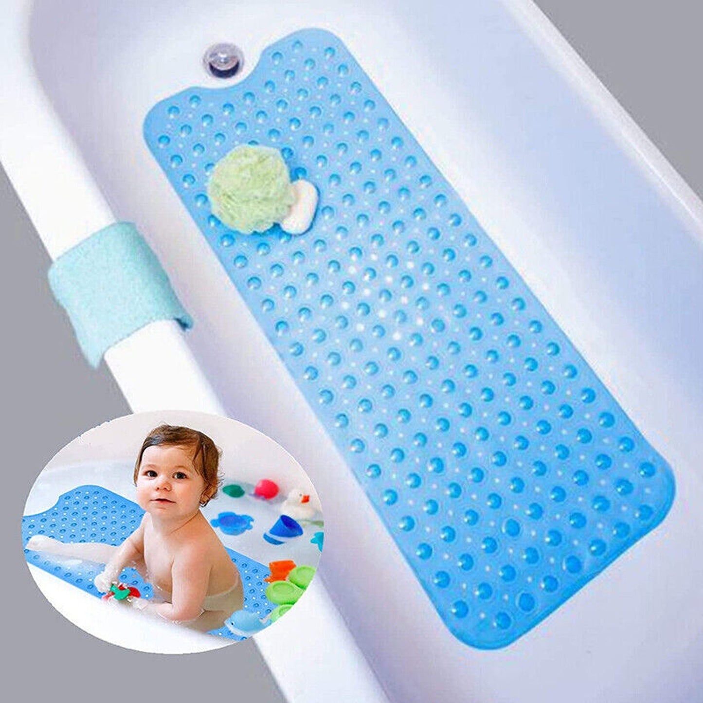 Extra Large Non-Slip Rubber Bath Mat with Suction Cups