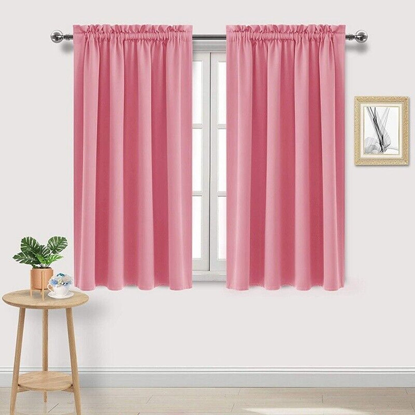 Pink Thermal Insulated Blackout Window Curtains with Pinch Pleat