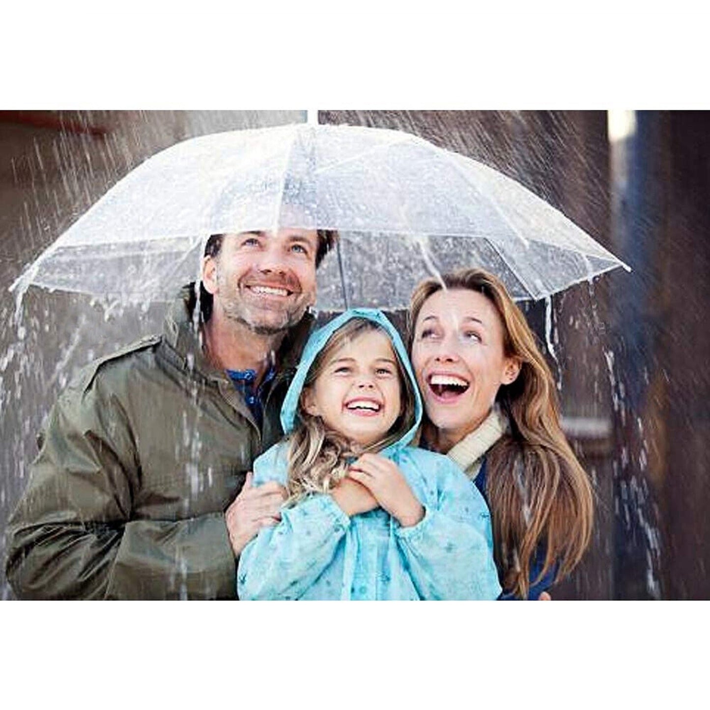 Transparent Dome Umbrella with Clear Handle Semi-Automatic Waterproof