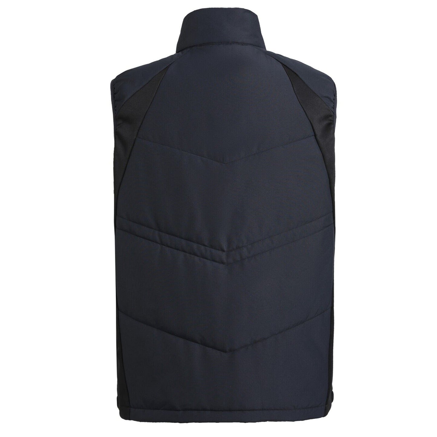 Prussian Blue Vegan Active Puffer Vest Quilted Down-Free with Nearly Black Side Panel