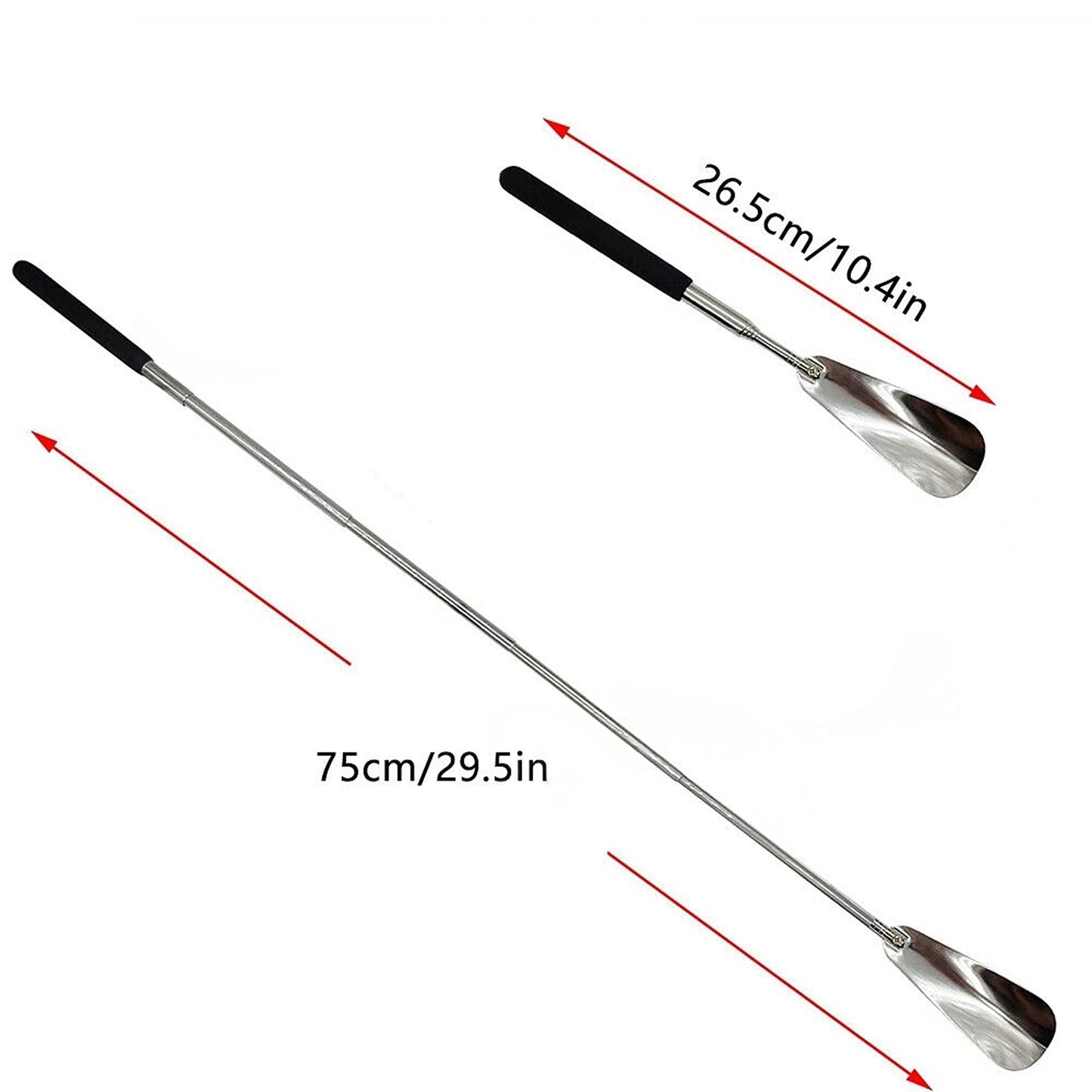 Extendable Stainless Steel Shoehorn 75cm Long Handle