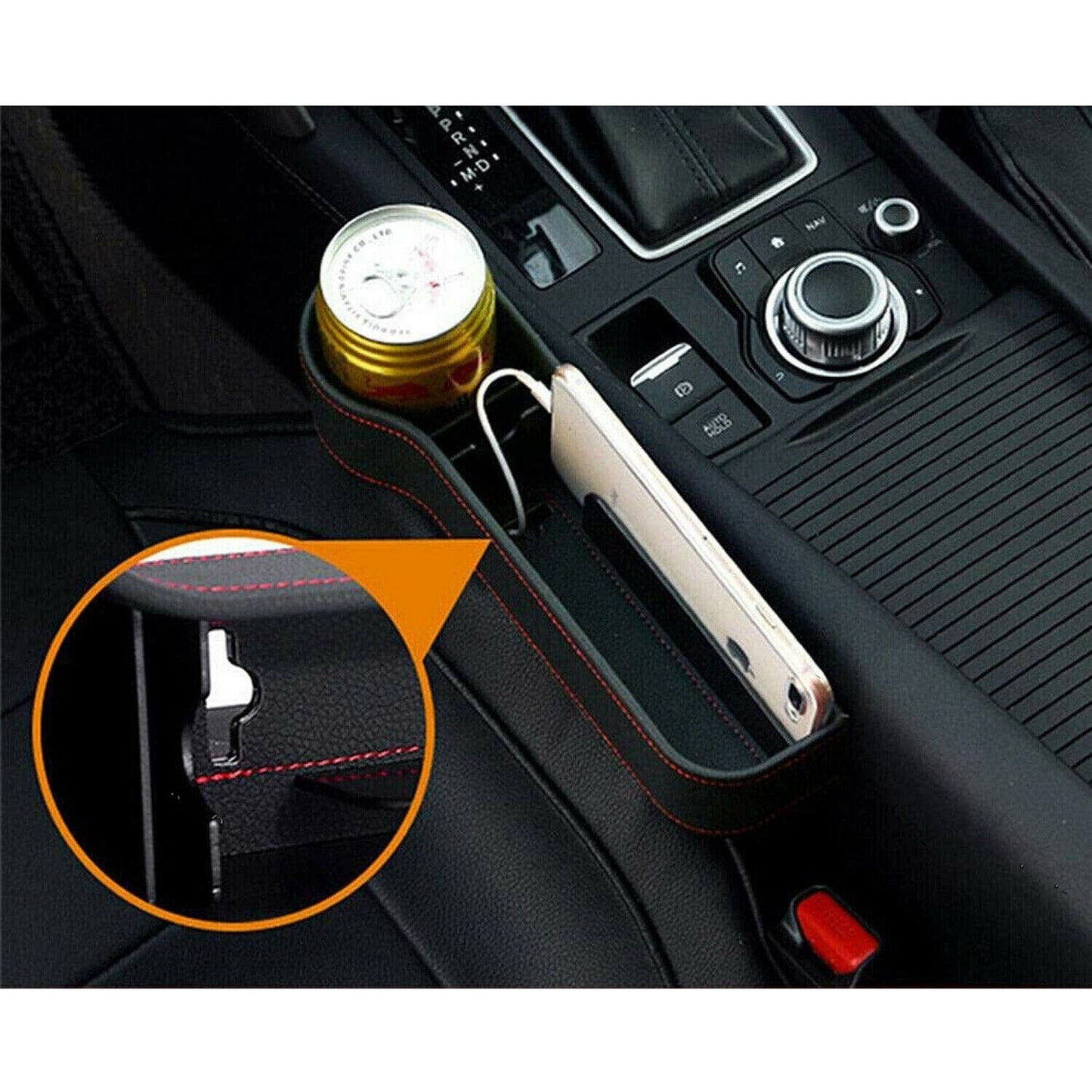 2pcs Console Side Car Seat Storage Box with Coin and Phone Pocket