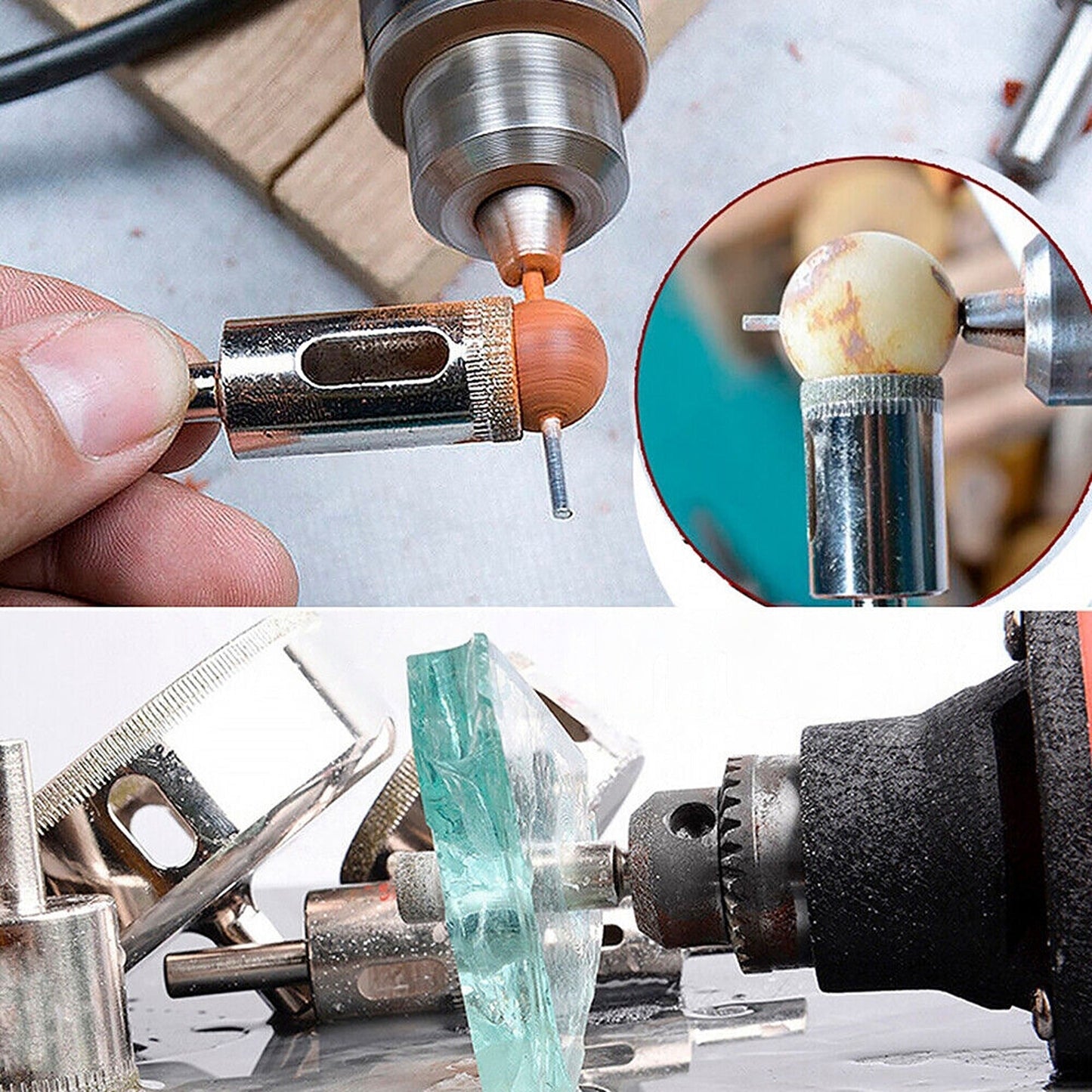 16pcs Glass Marble Tile Hole Saw Cutter Diamond Drill Bit Set