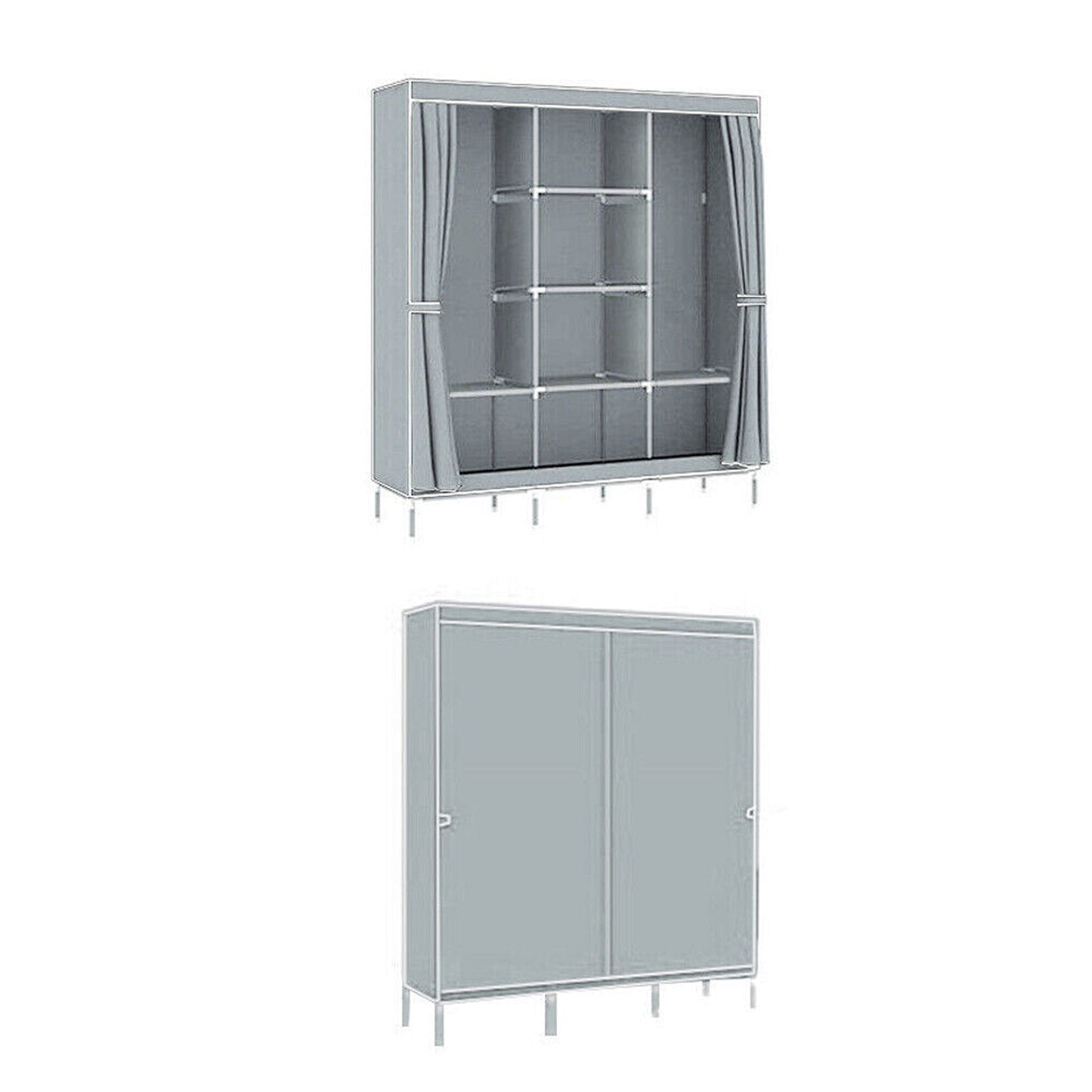 Large Portable Wardrobe with Shelves 66in Canvas Clothes Storage Organizer
