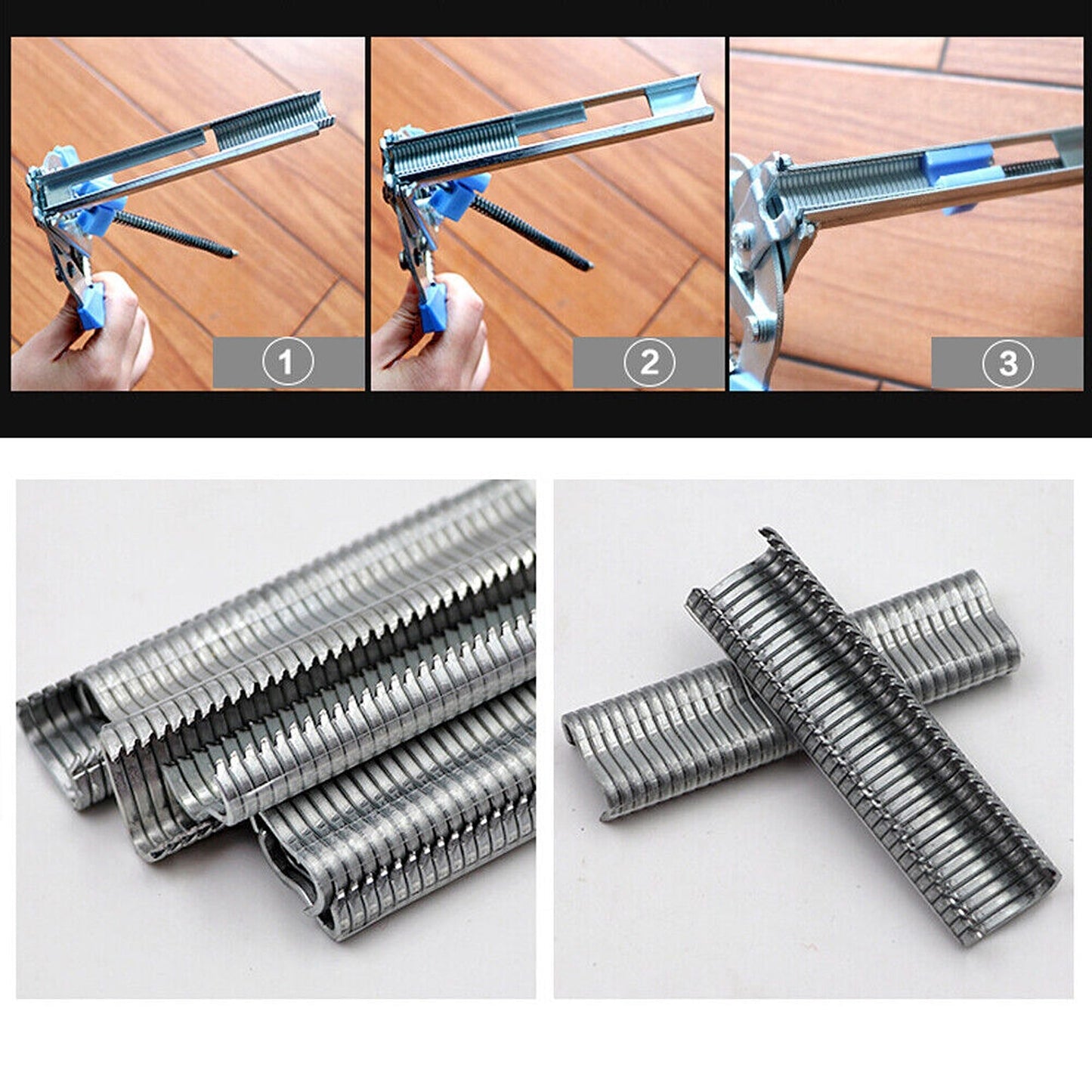 Fastener Stapler Hog Ring Plier with 3000 Clips