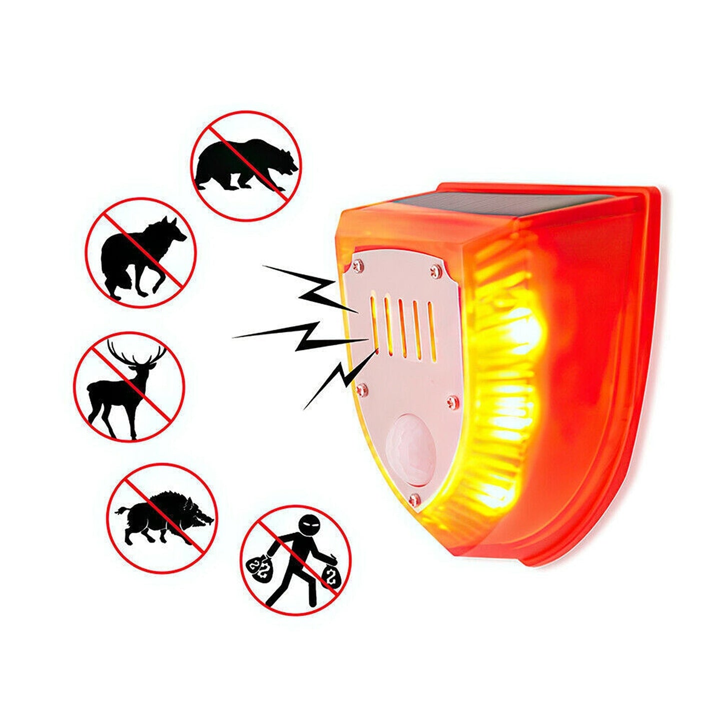 Outdoor Wireless Solar Alarm Light with PIR Motion Sensor and Sound Alarm