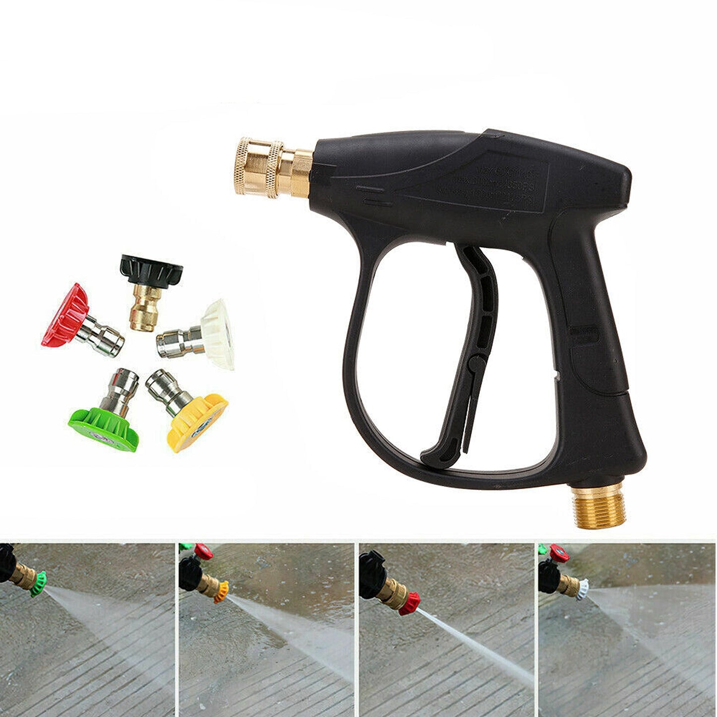 High-Pressure Water Gun for Car Washing with Short Wand and 5 Nozzle Attachments