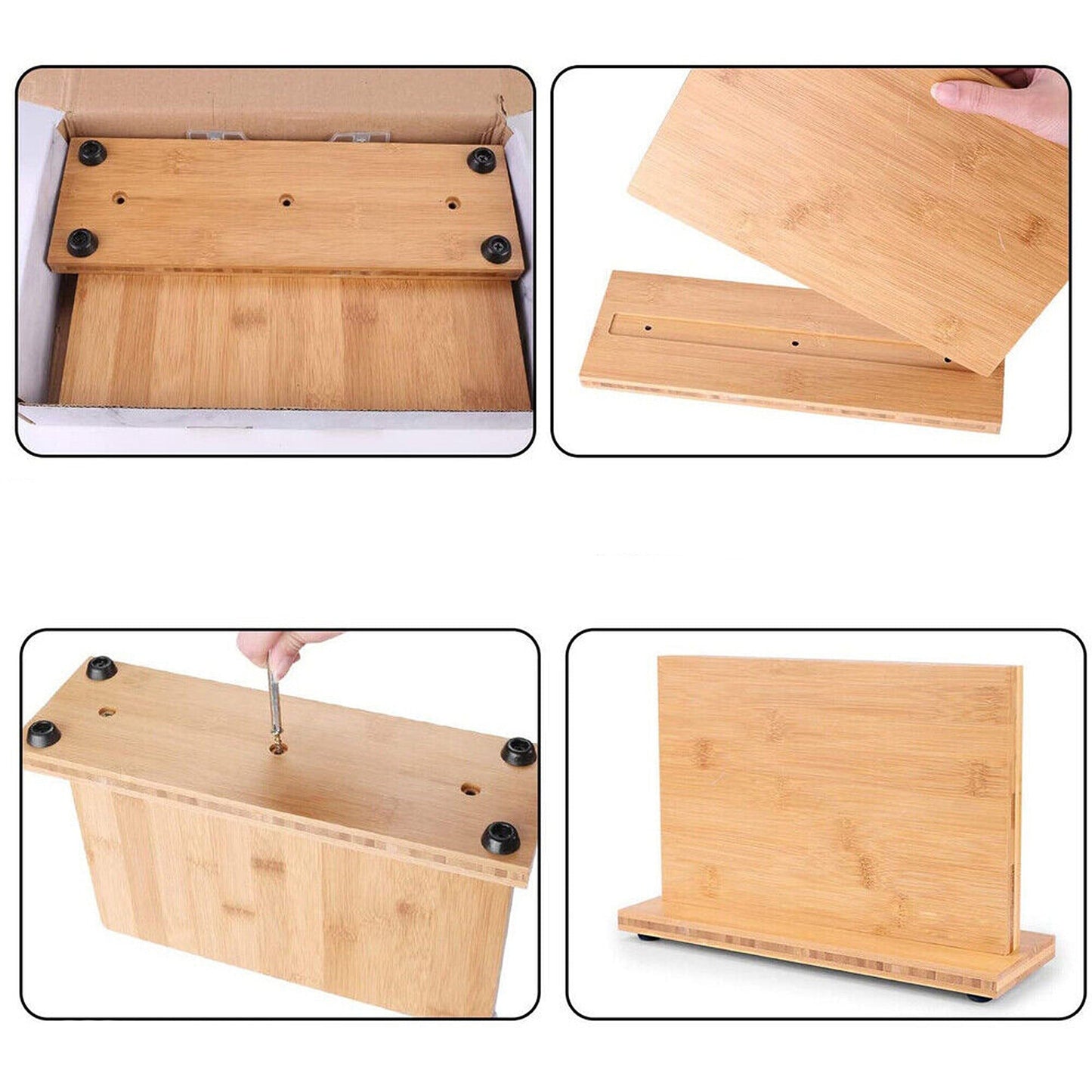 Bamboo Magnetic Knife Block Eco-friendly Cutlery Stand with Enhanced Magnets