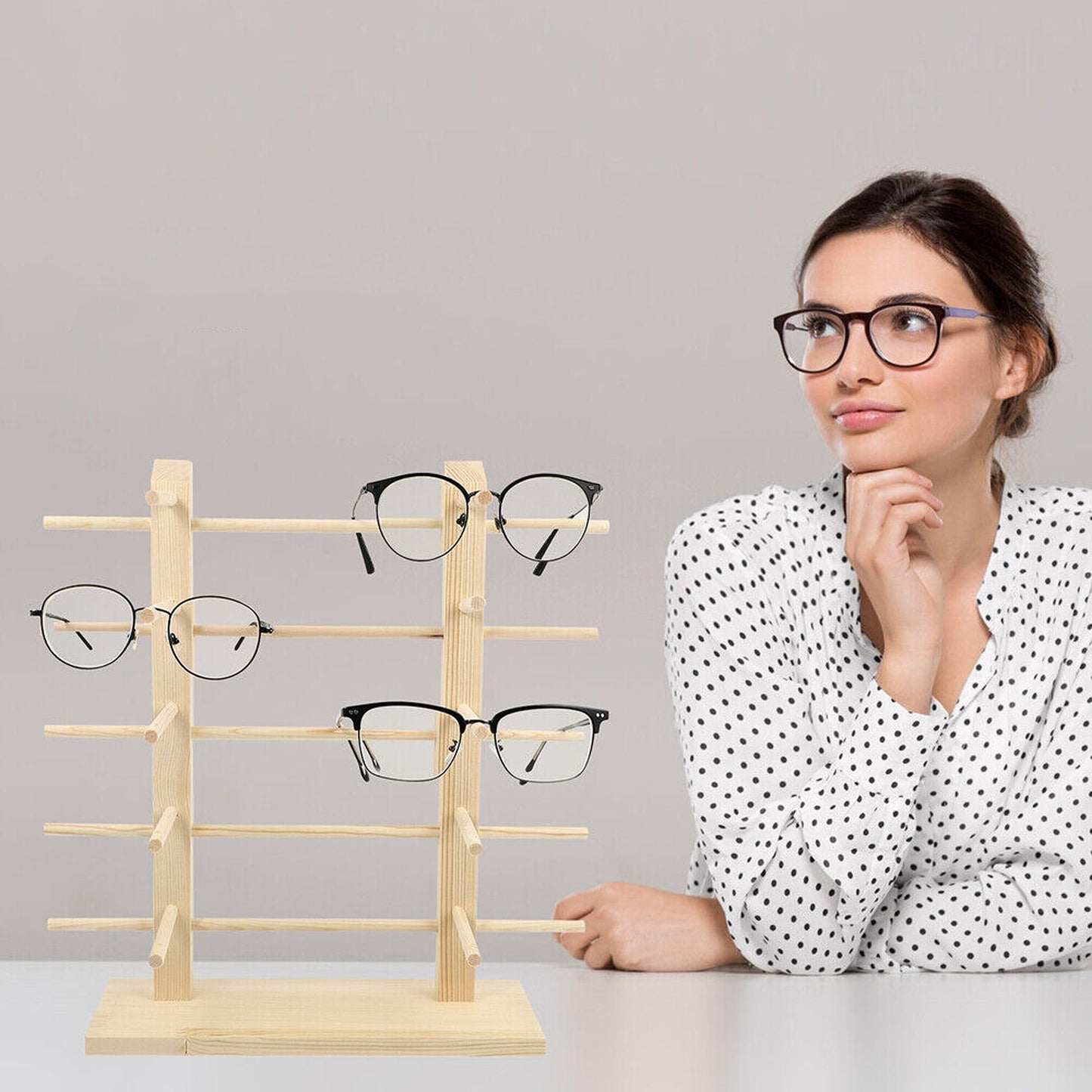Wooden Glasses Display Stand for Sunglasses and Eyeglasses
