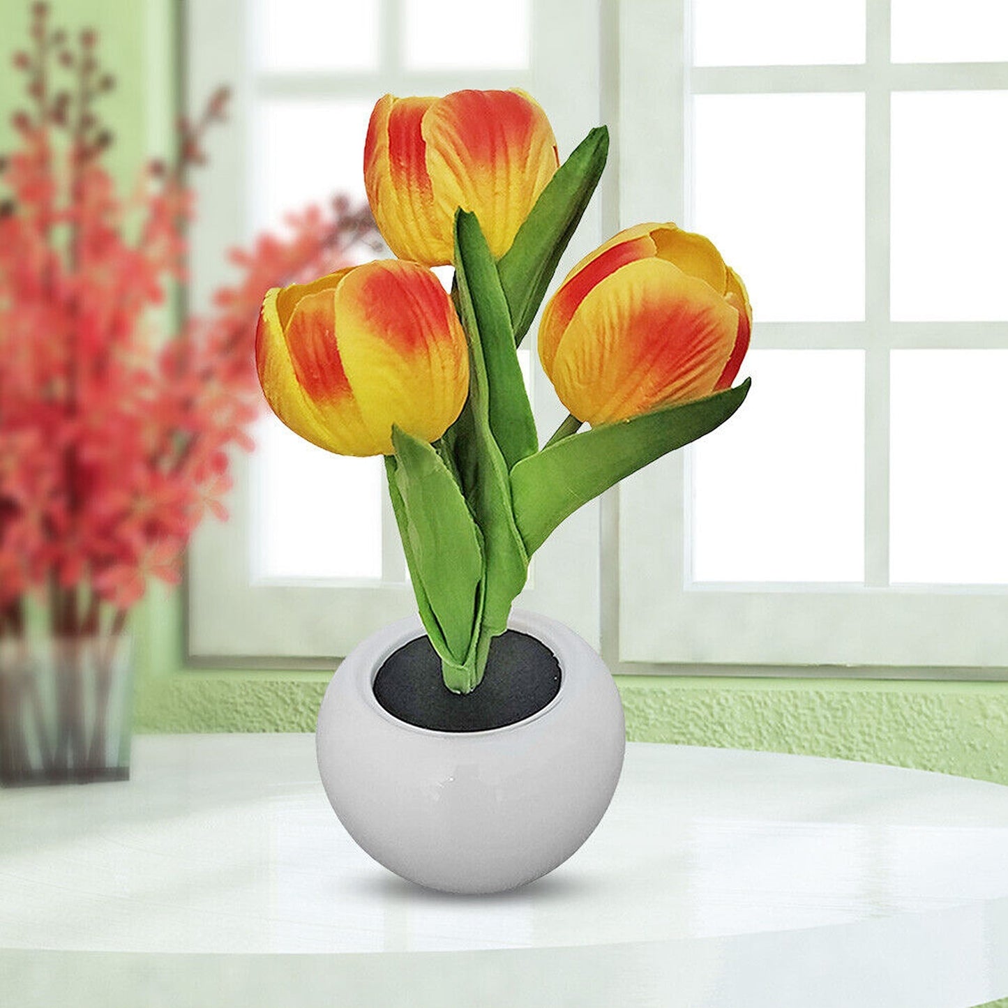 Tulip Flower Night Light Potted Plant Table Lamp