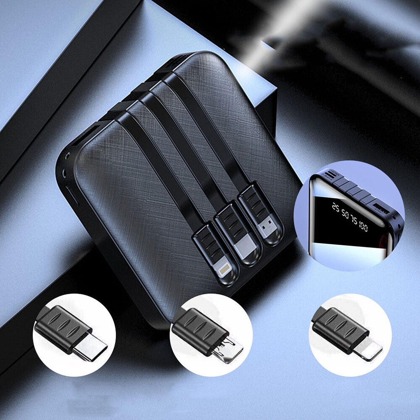 Compact 10000mAh Portable Power Bank with USB LED Battery Indicator