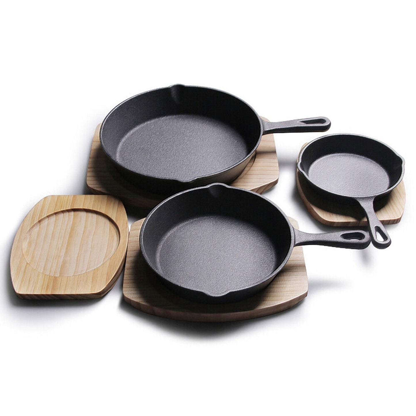 3-Piece Nonstick Cast Iron Frypan Set for BBQ and Cooking