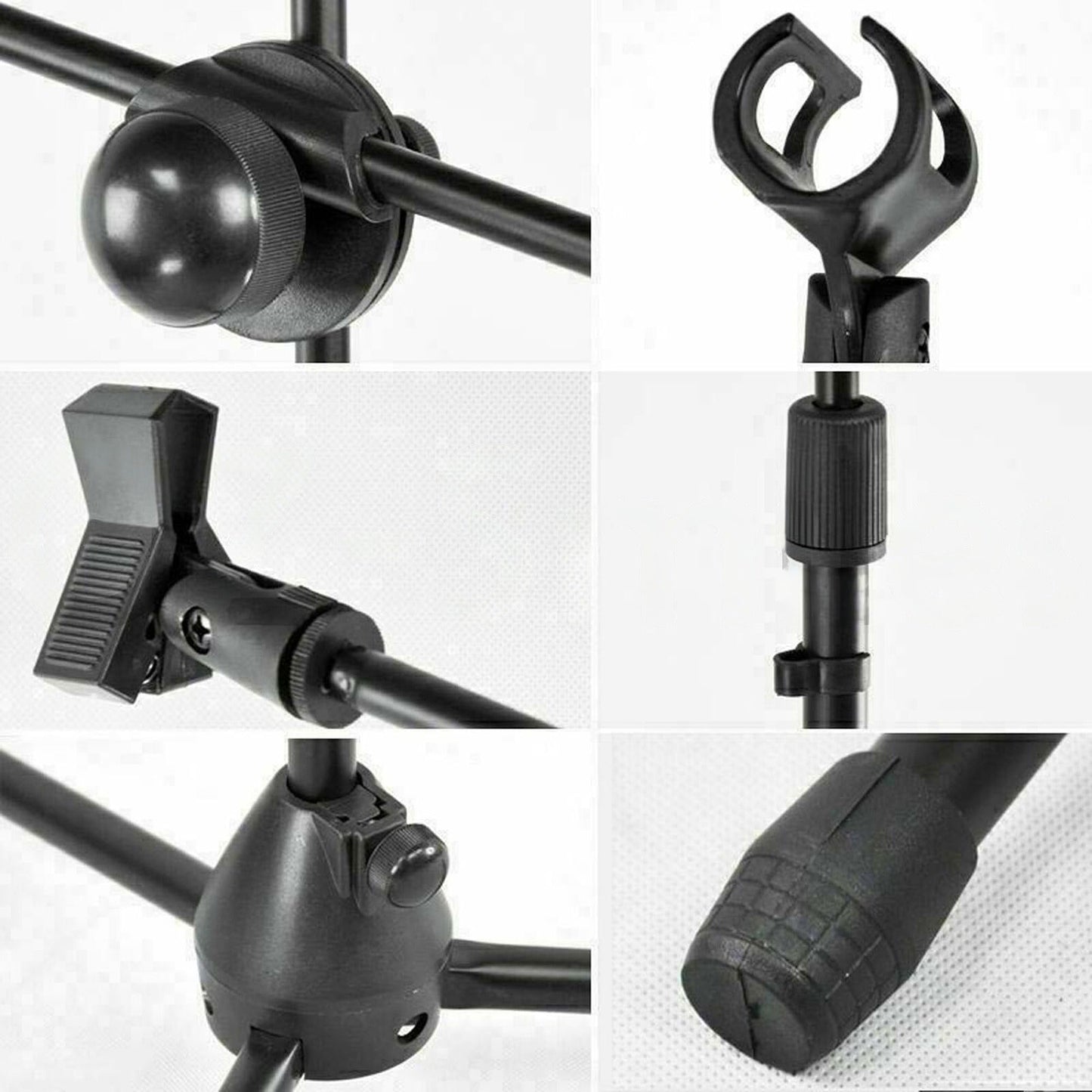 Foldable Adjustable Microphone Stand with Dual Clip Boom Holder