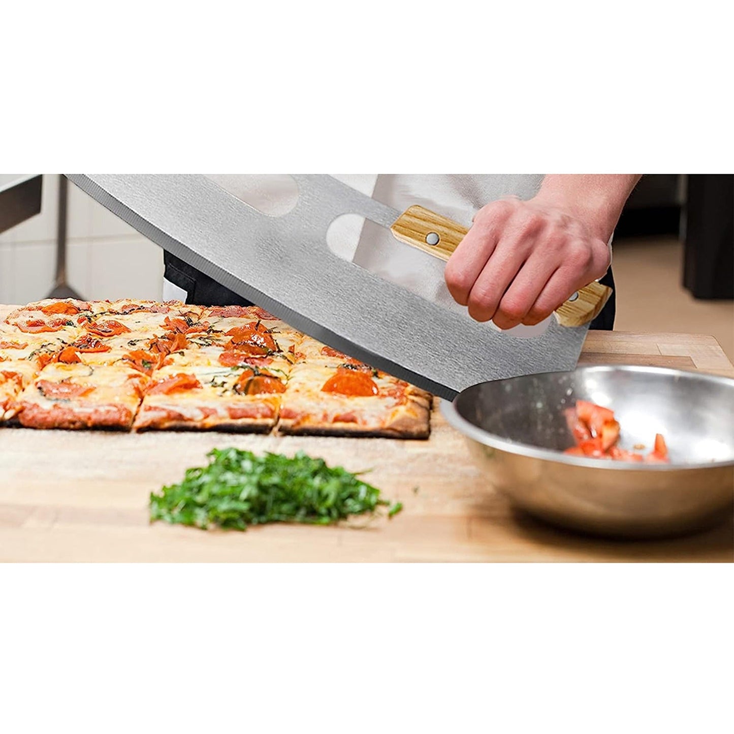 Protective Rocker Blade Slicer for Pizza Stainless Steel with Cover
