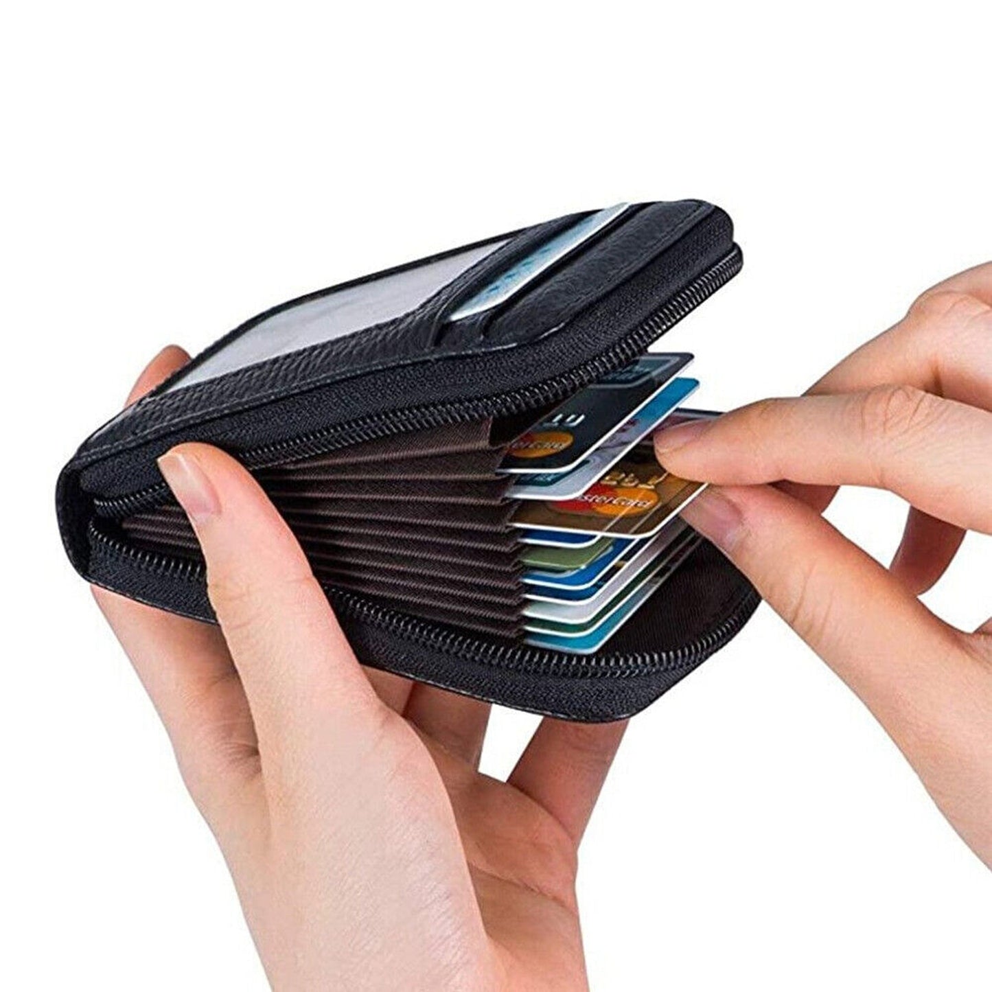 RFID Blocking Anti-theft Credit Card Holder with Leather Wallet