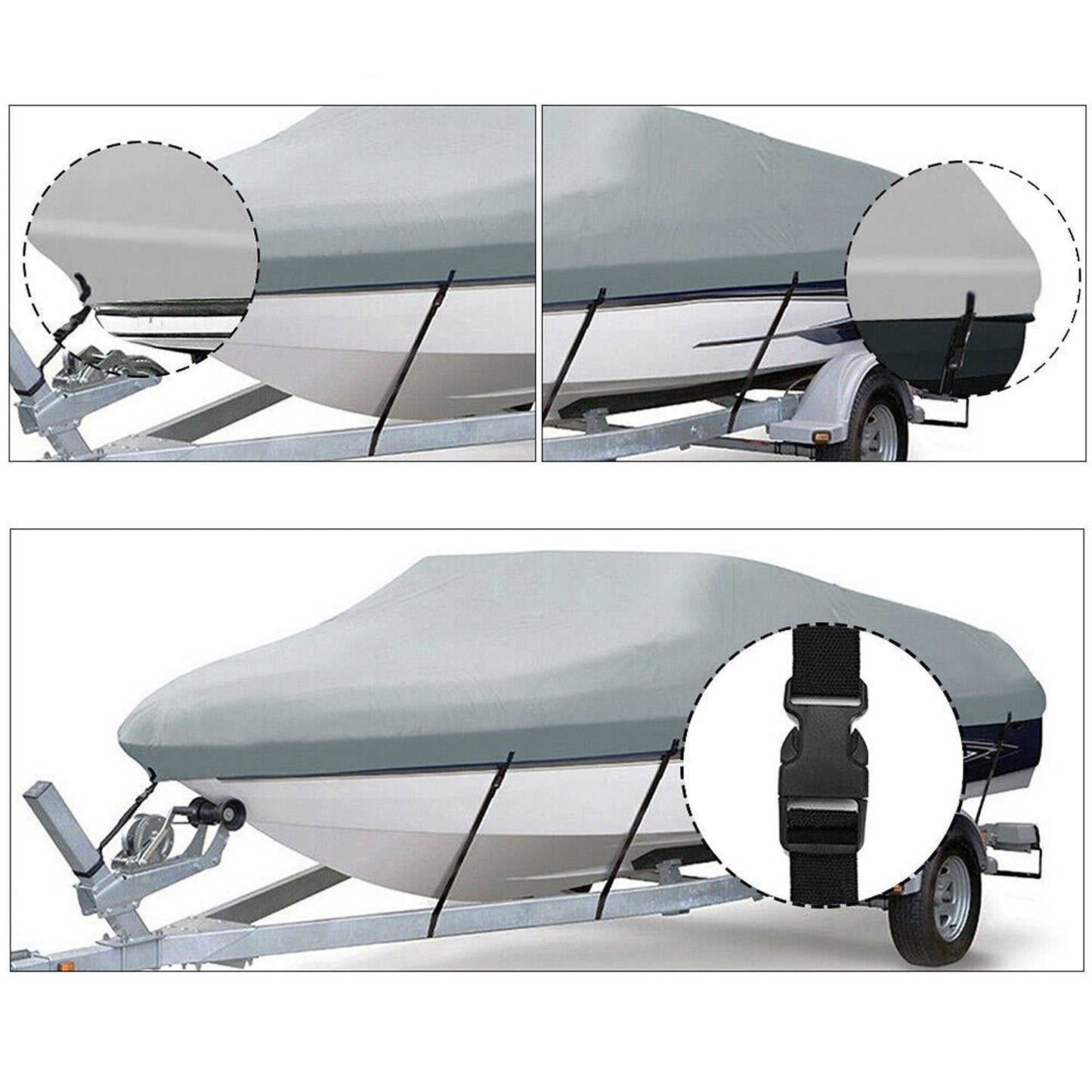 17ft to 19ft Boat Cover Waterproof and Trailerable with Heavy Duty Protection