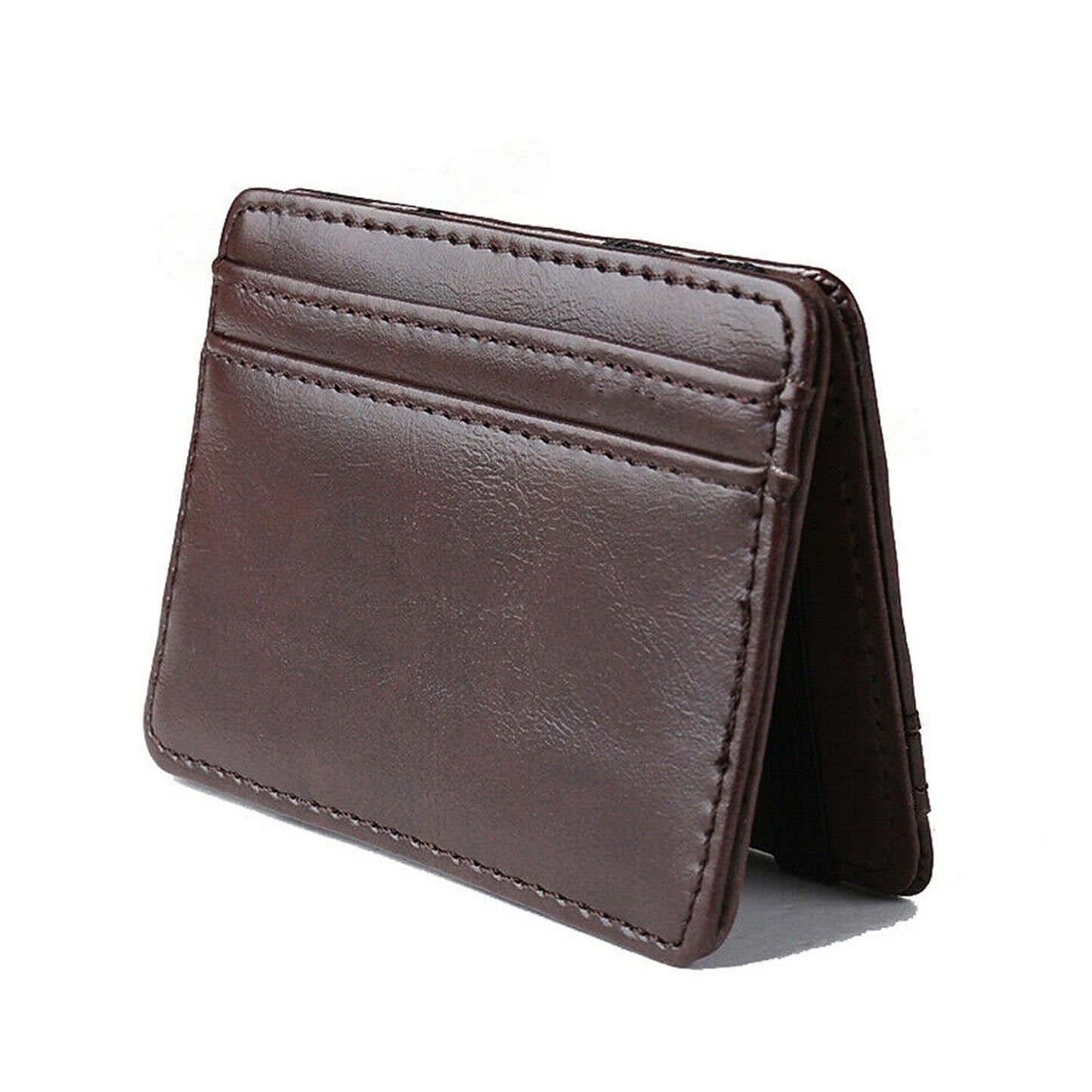 Slim RFID Blocking Leather Wallet with Magic Flip and Money Clip