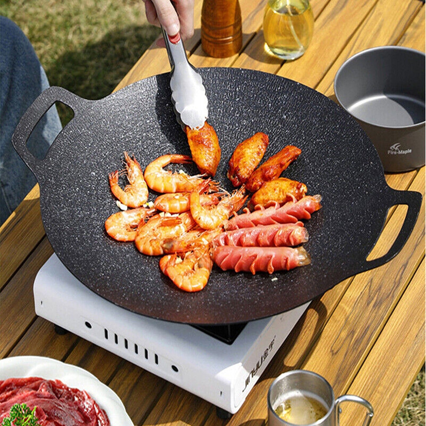 Portable Nonstick BBQ Grill Pan for Korean Style Stovetop Barbecue