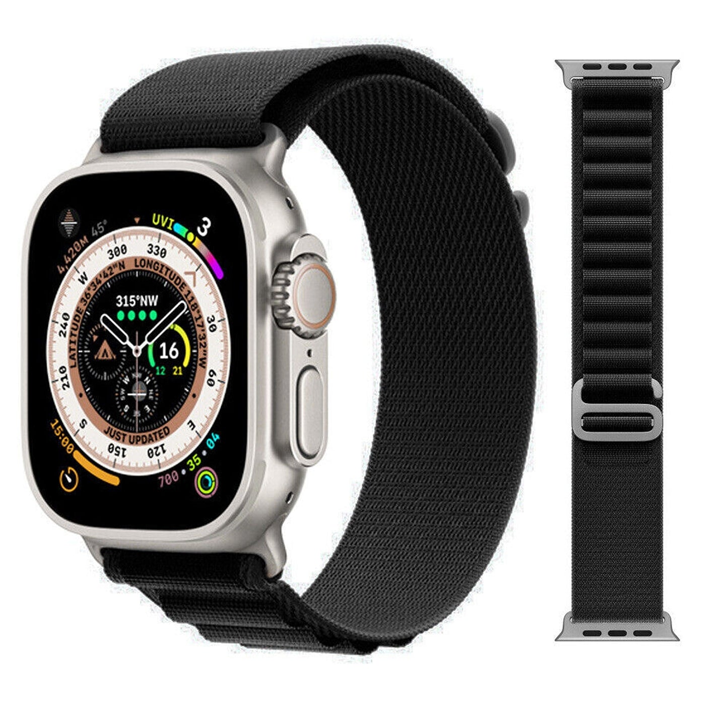 Alpine Loop Black For Apple Watch Band Strap Series 9 8 7 40 44 41 45 49mm Alpine Trail Loop