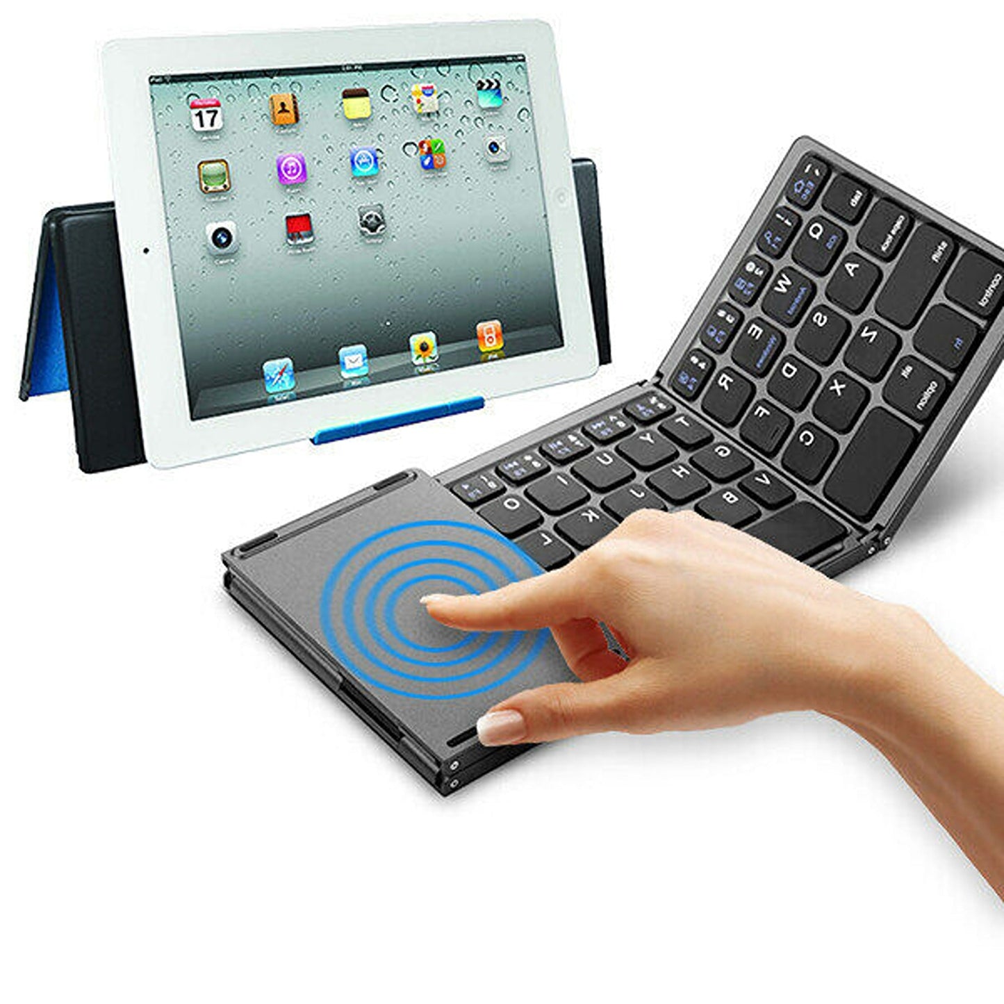Slim Bluetooth Keyboard with Integrated Touchpad for Tablets and Smartphones