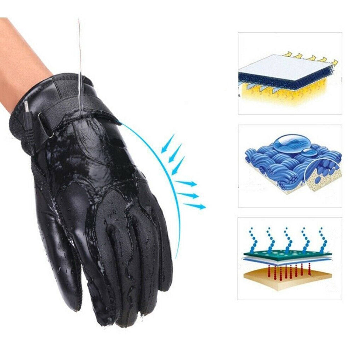 Heated Winter Gloves USB Rechargeable 4 Mode Motorcycle Hand Warmer