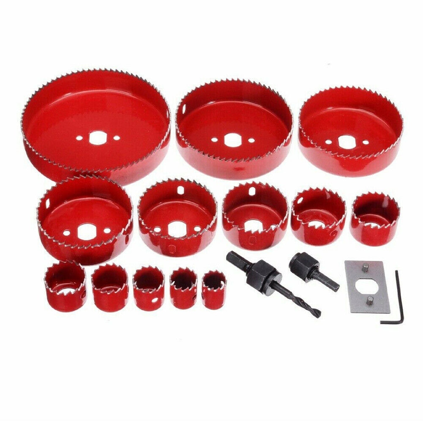 Wood Cutter Holesaw Kit 17pcs with Multiple Sizes 19-127mm 3 Colours