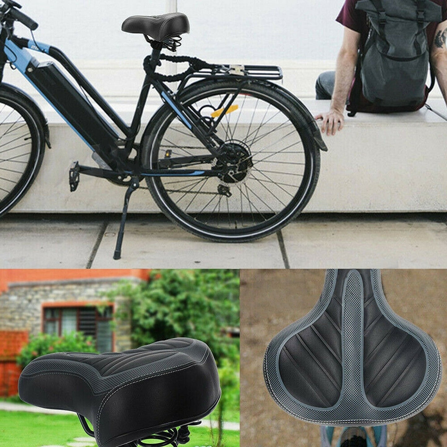 Bike Gel Cruiser Comfort Saddle Wide Soft Cushion Seat