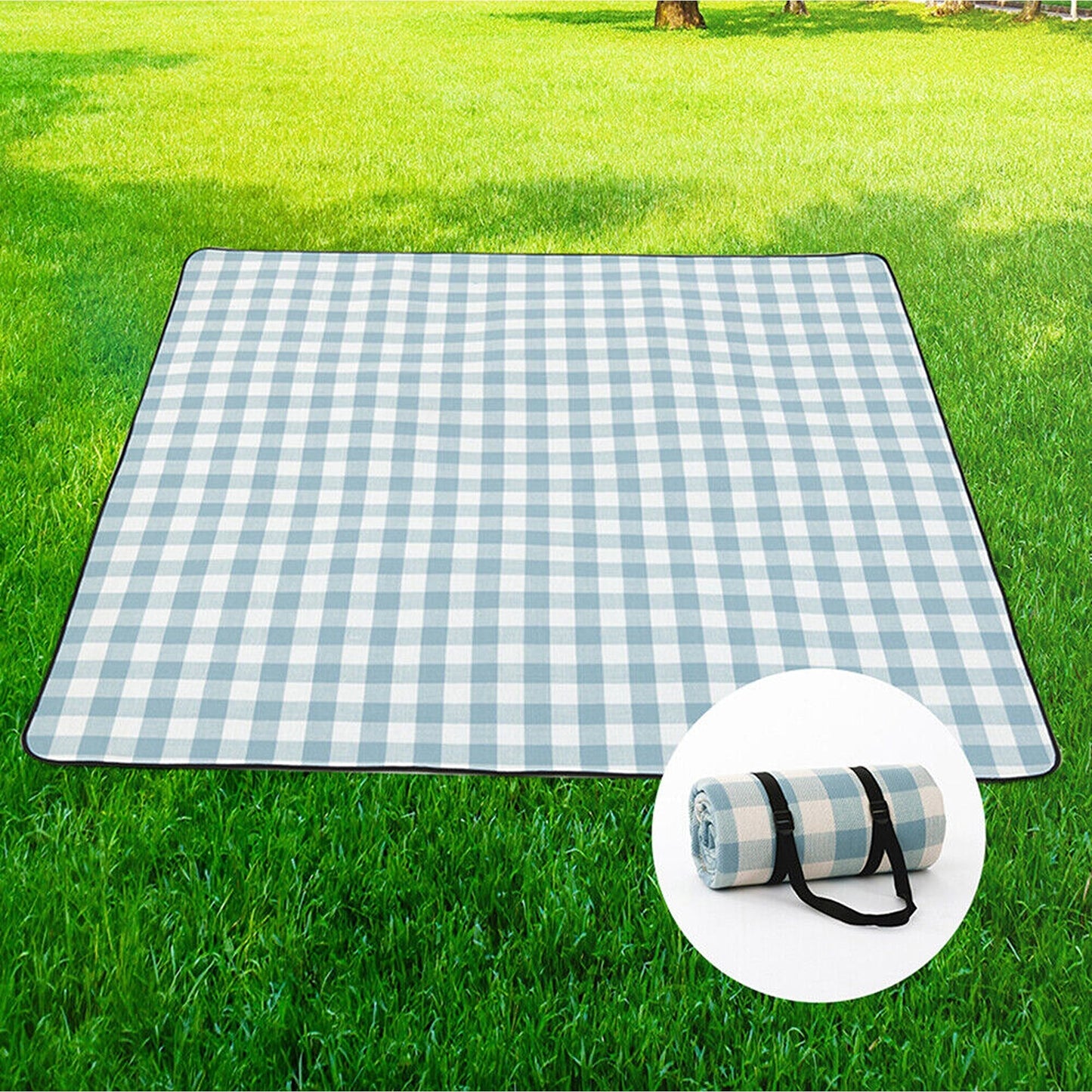 Baby Blue Large Waterproof Picnic Mat Outdoor Camping Beach Fleece Rug