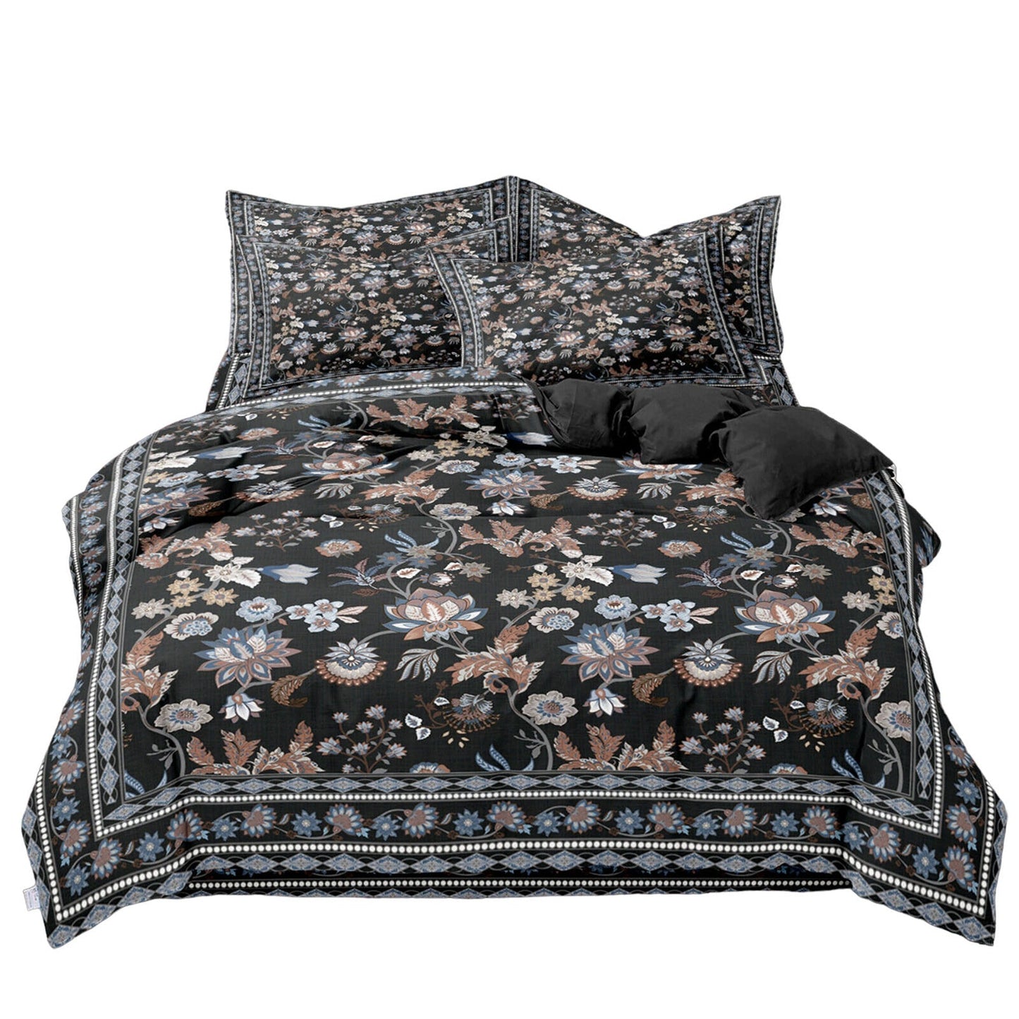 Floral Queen King Size Bedding Set with Pillowcases Soft Quilt Duvet Cover