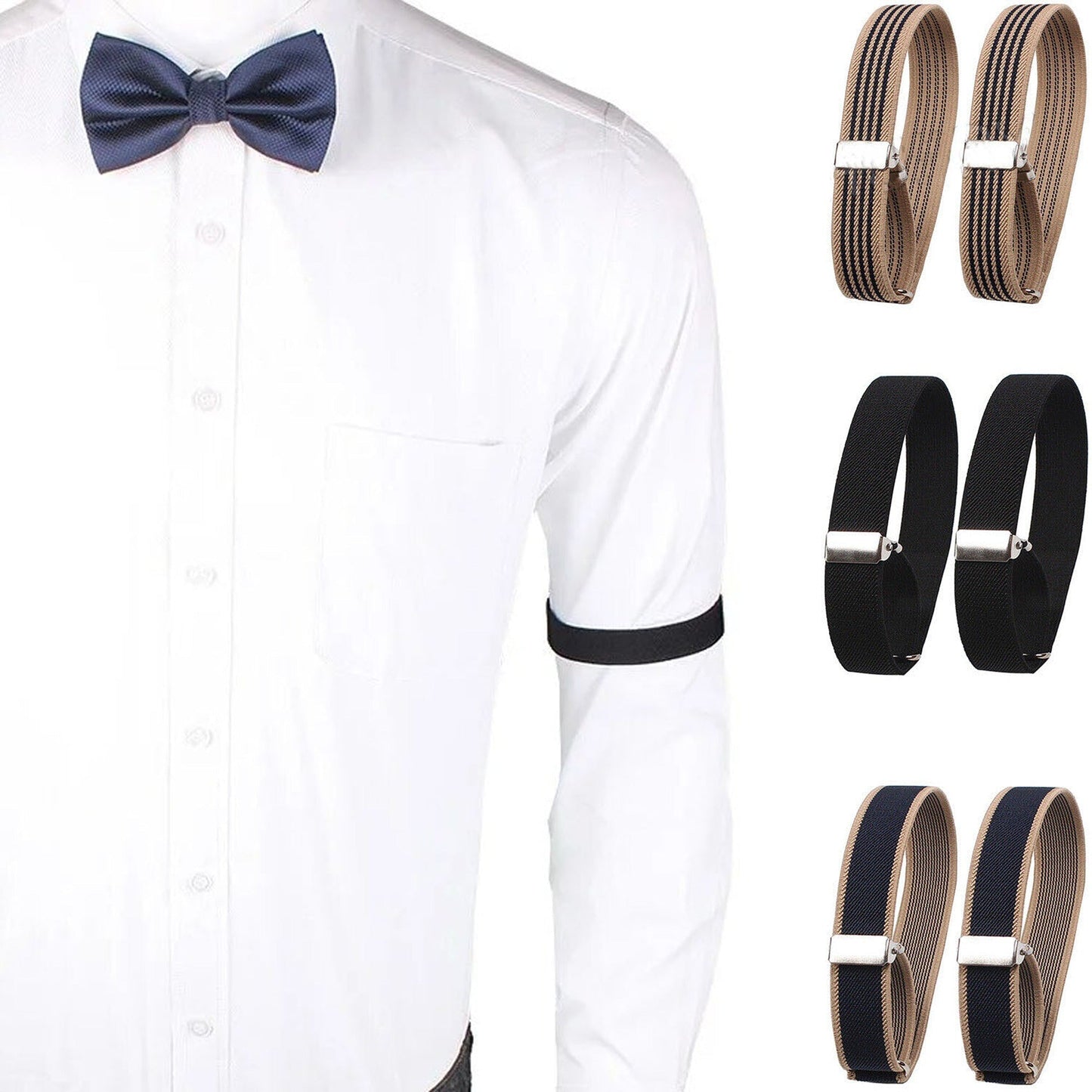 6pcs Fashion Elastic Shirt Sleeve Garters Unisex Anti-Slip Armbands