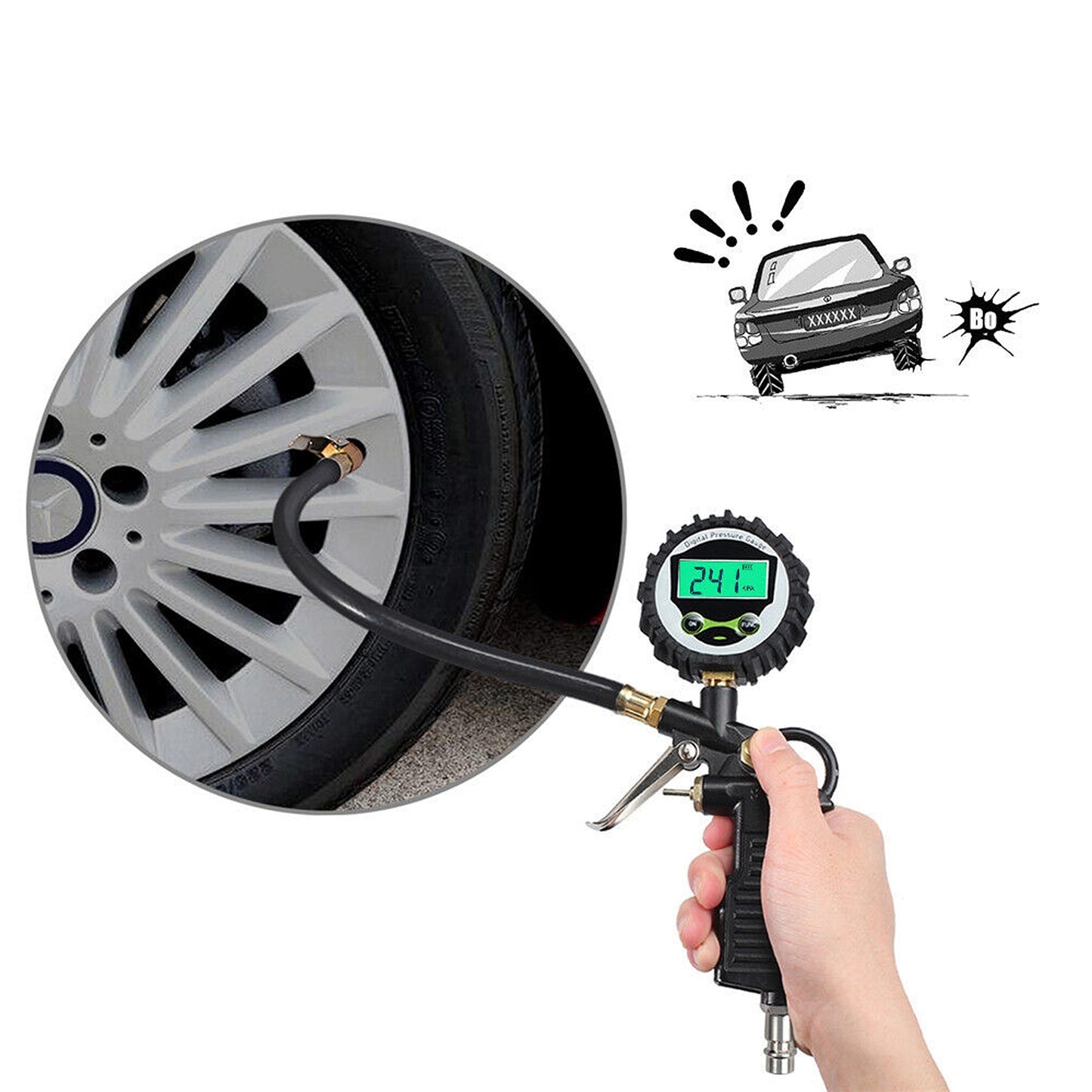 Digital Tyre Pressure Gauge with Air Inflator for Trucks and Cars