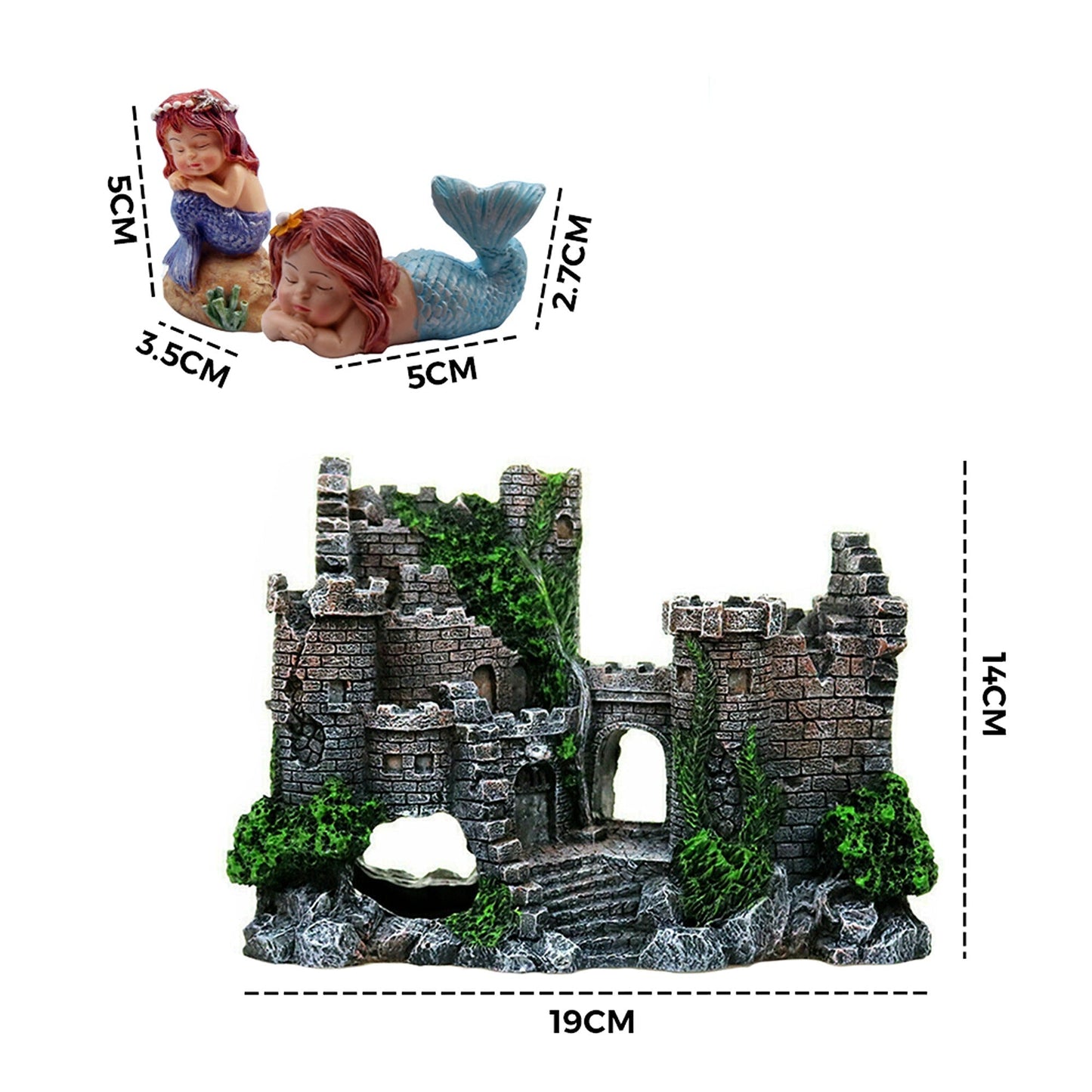 Decorative Aquarium Resin Castle Tower Fish Tank Ornament Landscape