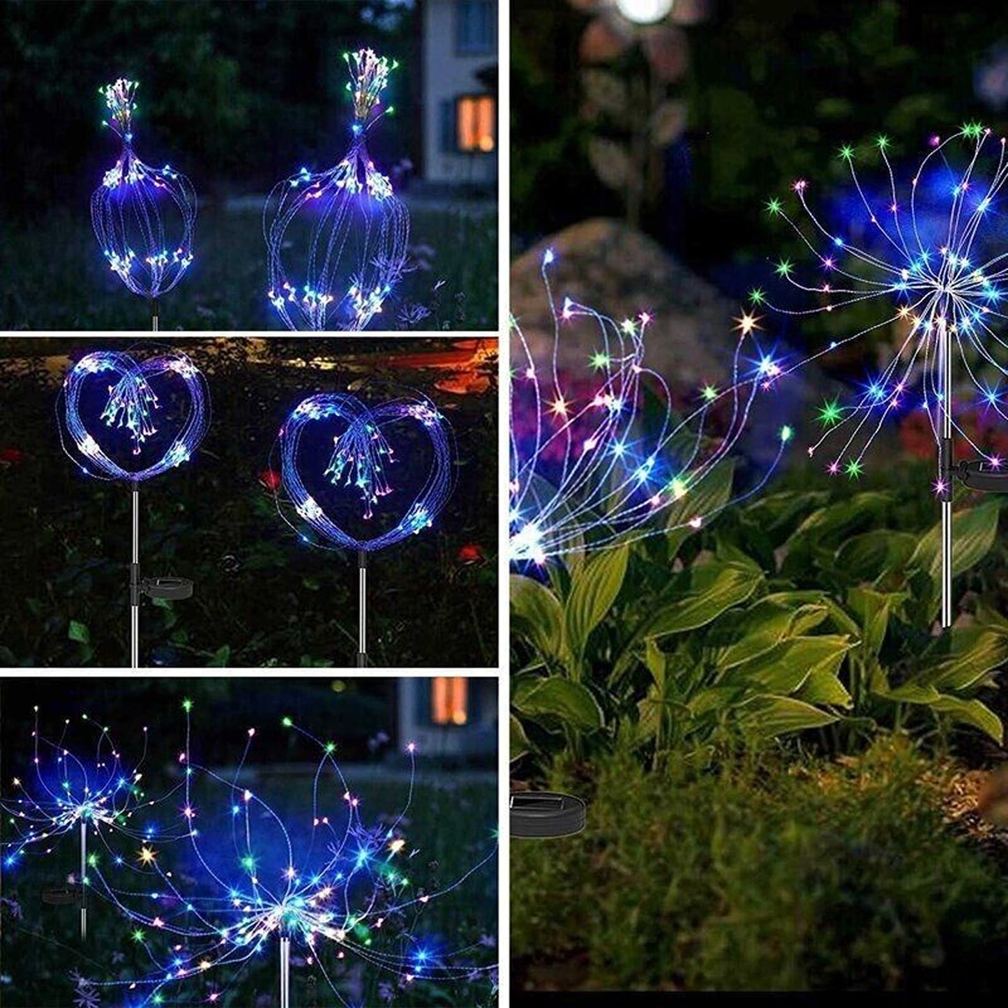 2pcs LED Solar Fireworks Garden Lights Starburst Design for Nighttime Display