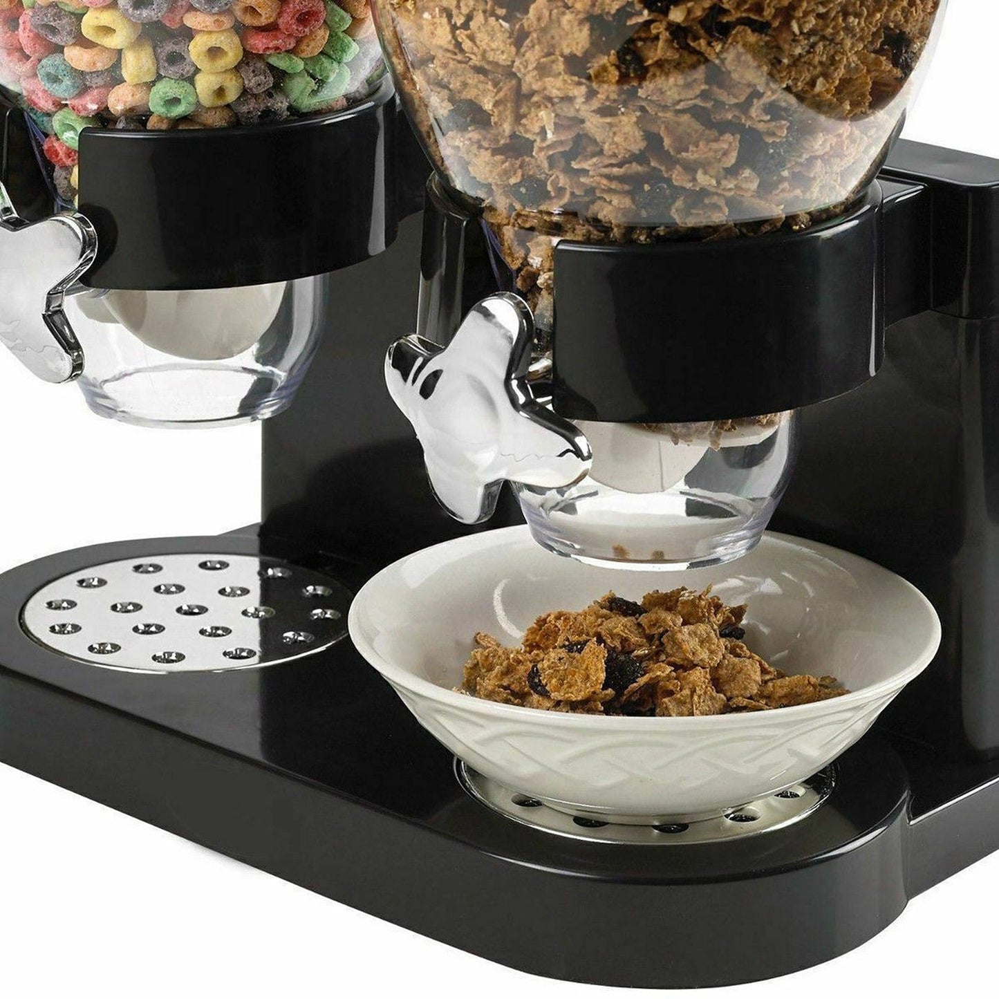 Double Compartment Cereal Dispenser for Dry Grains and Food Storage