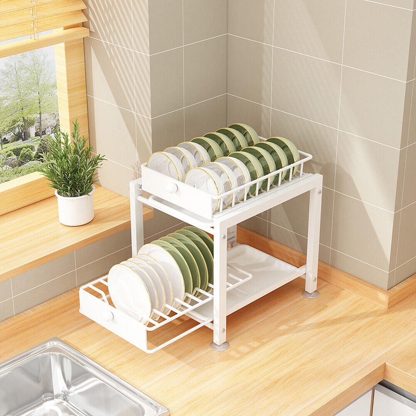 Stainless Steel 2 Tier Pantry and Kitchen Organizer