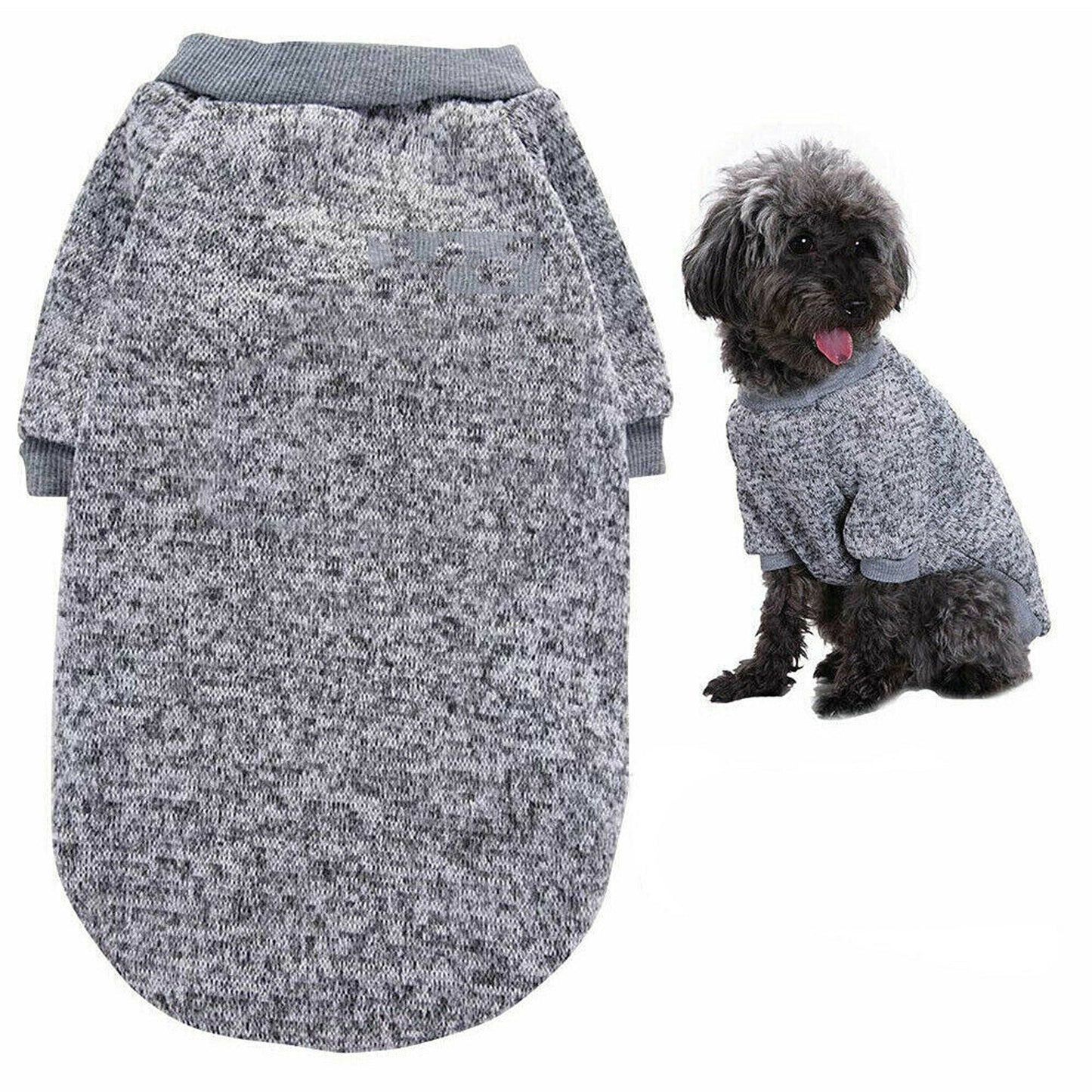 Grey Winter Pet Dog Sweater Warm Knitwear Jumper for Puppy and Cat