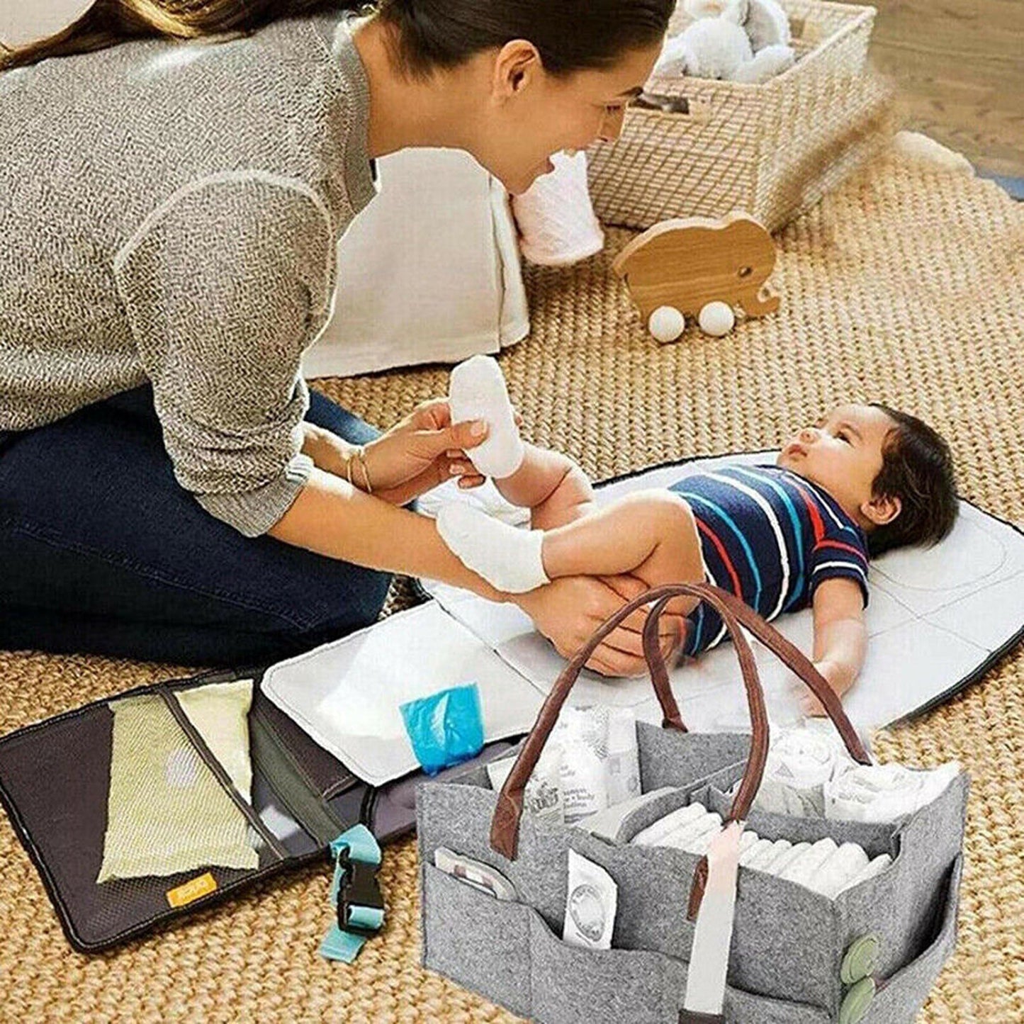 Infant Diaper Caddy Organizer Portable Nursery Storage Basket
