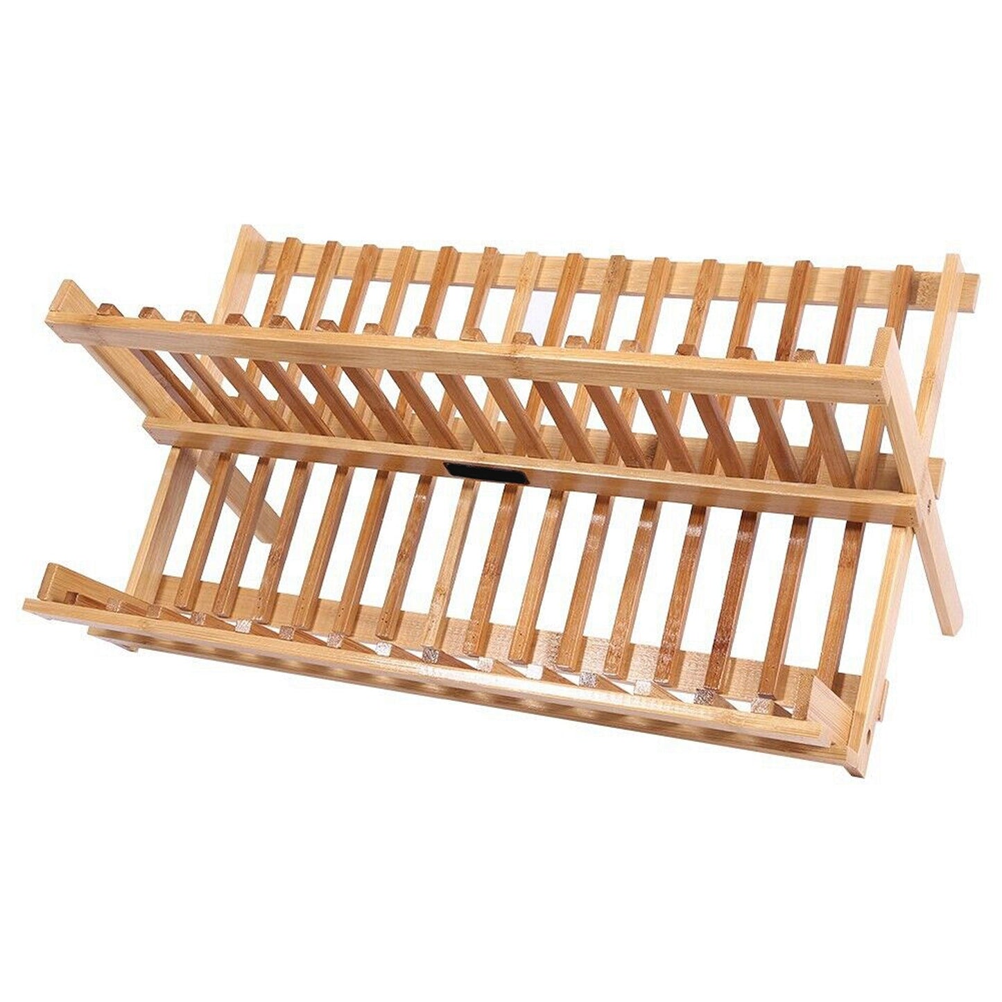 Bamboo Dish Rack with 2 Tiers and Cutlery Holder