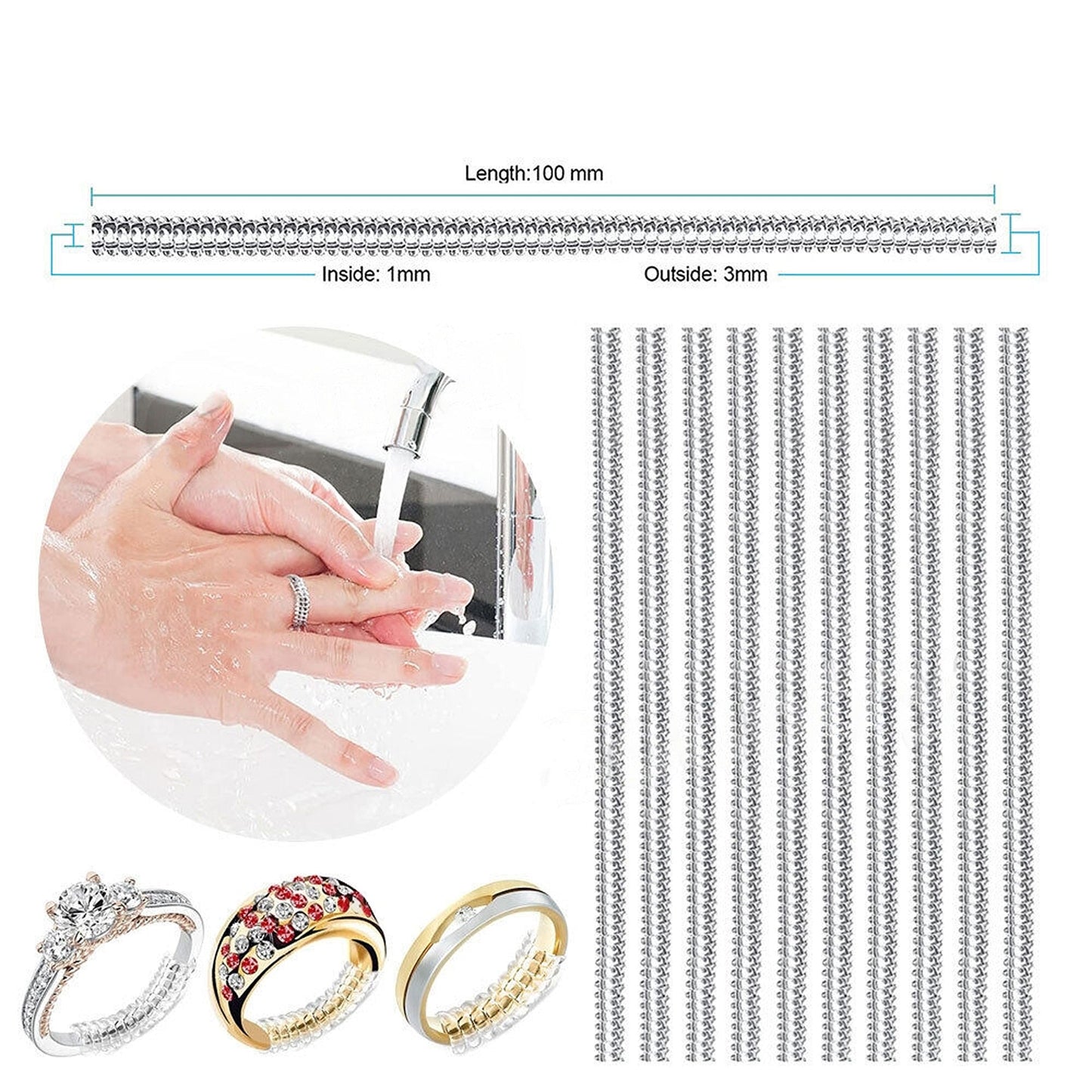 24pcs Jewellery Ring Size Adjuster Invisible Spiral Reducer