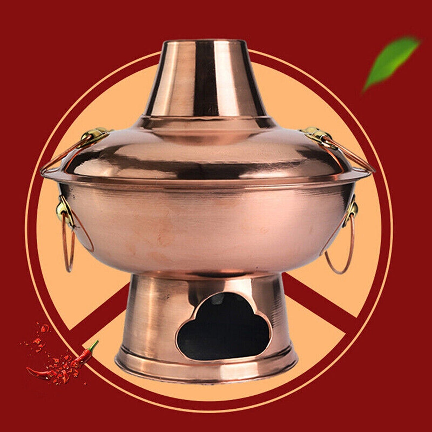 Old Beijing Style Stainless Steel Charcoal Copper Hot Pot for Camping