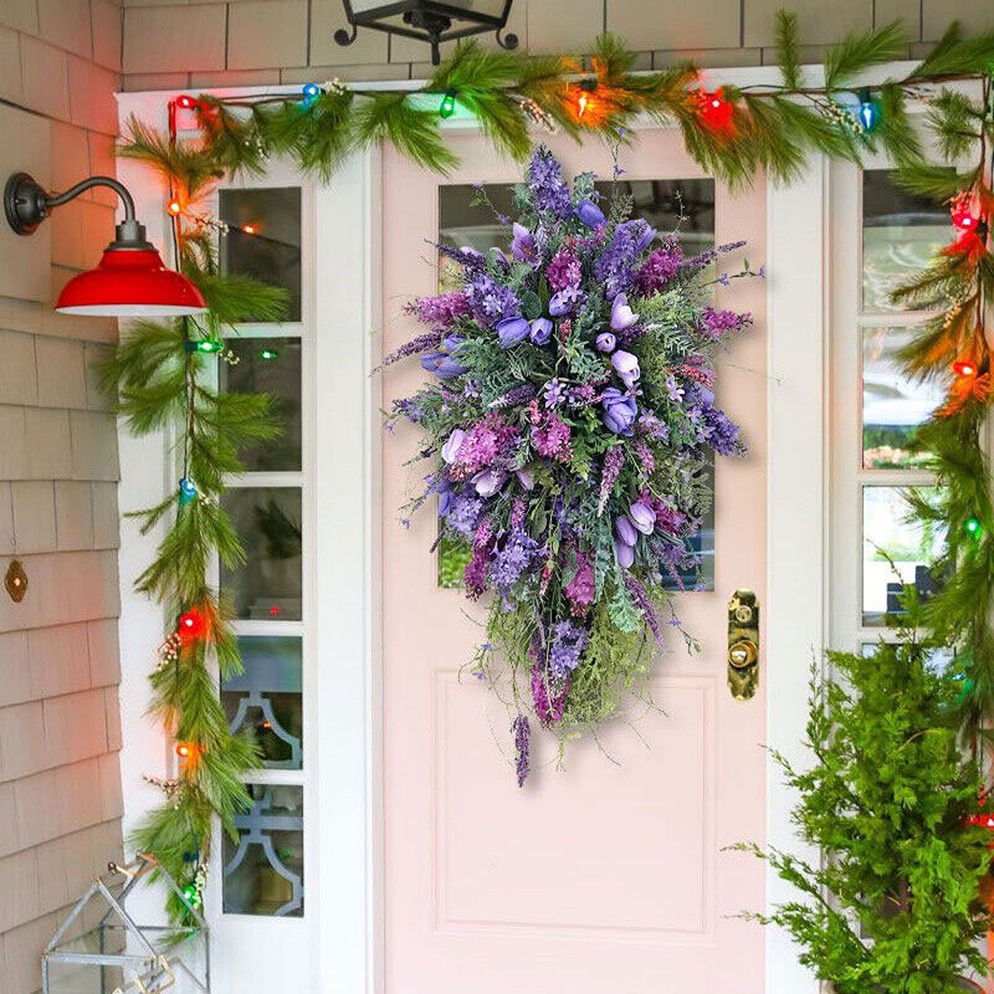 Front Door Artificial Spring Wreath Flower Garland Wall Decor