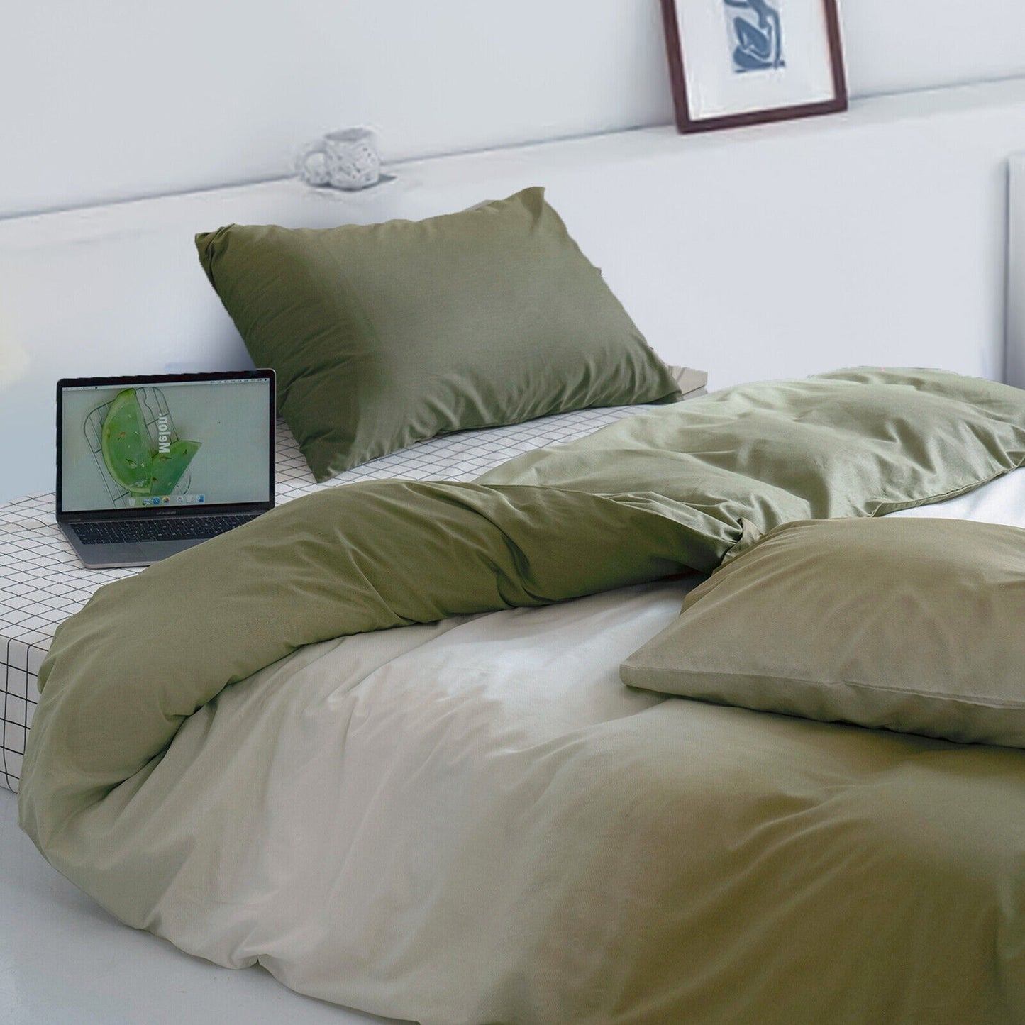 Gradient Brown Quilt Duvet Cover Set Bedding for Queen King Size