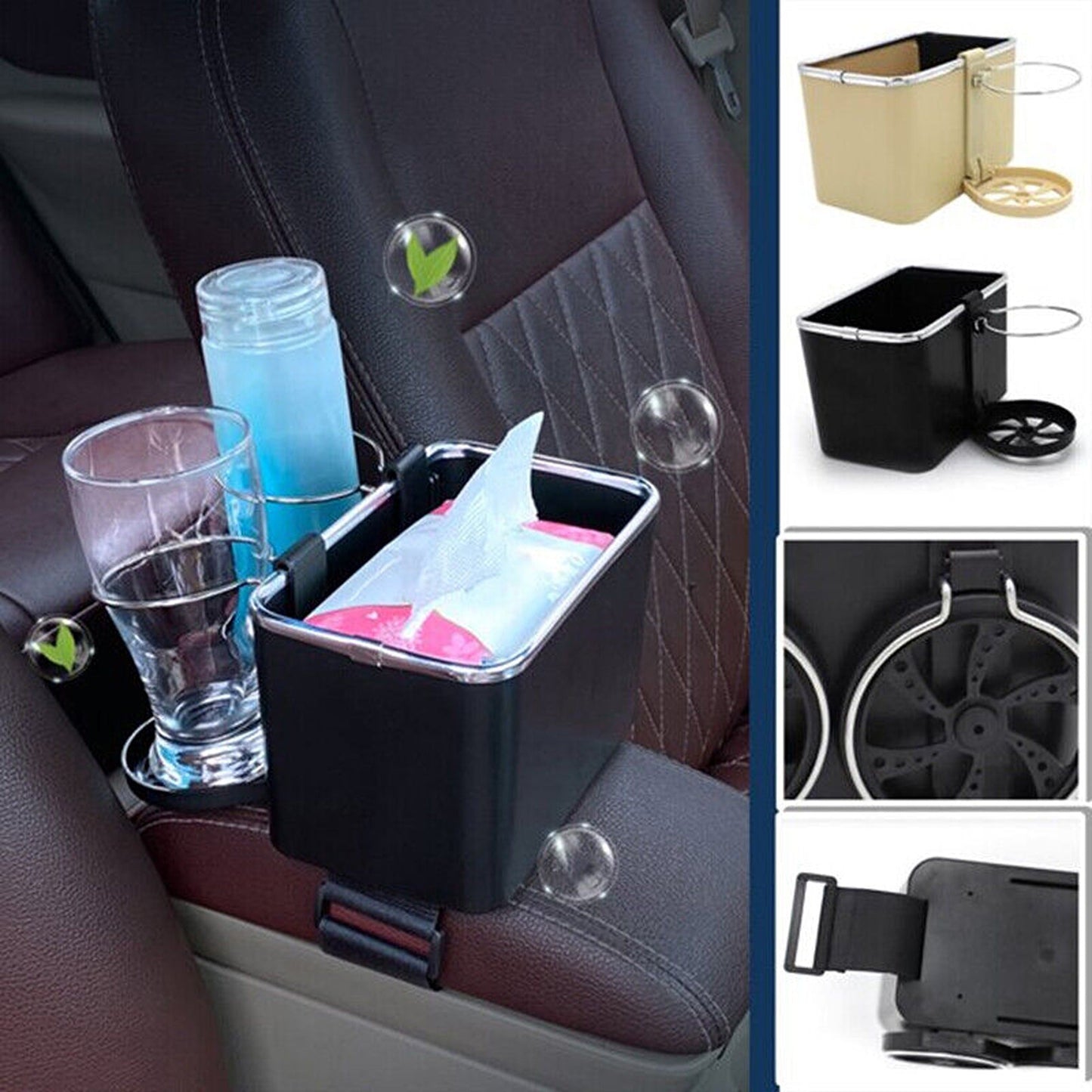 Multifunctional Car Armrest with Tissue Box and Storage Drawers
