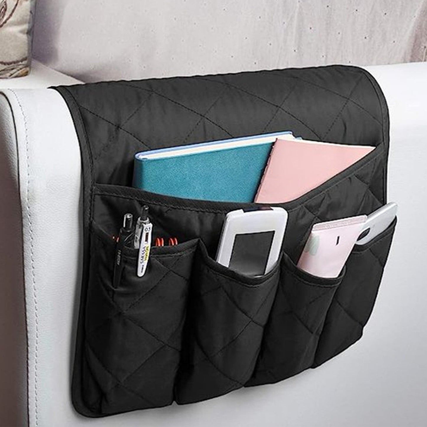 Armrest Organizer with 5 Pockets for Couch and Sofa Remote Storage