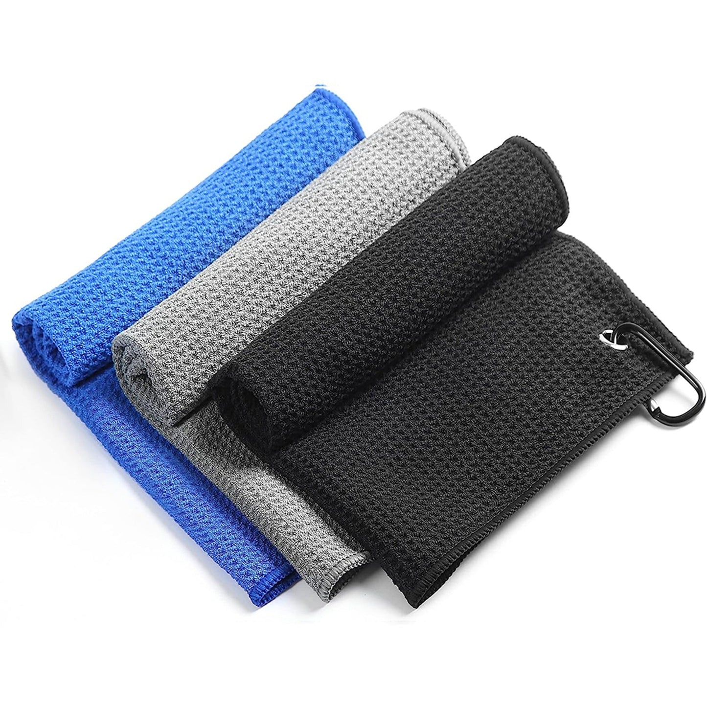 Cotton Waffle Pattern Golf Towel with Carabiner Sports Cleaning Towels