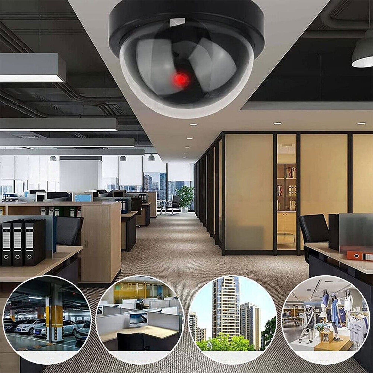 4pcs Home Security Imitation Camera with Flashing LED Fake Dome CCTV