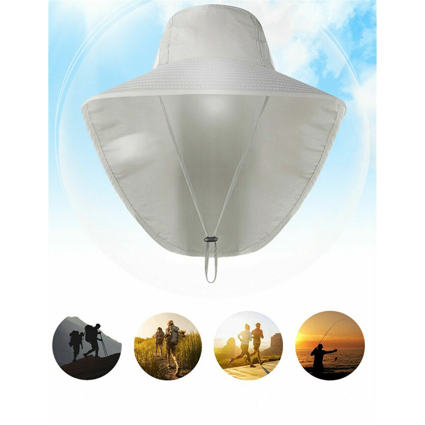 Unisex Sun Protection Hat with Neck Flap Wide Brim Outdoor Fishing Cap