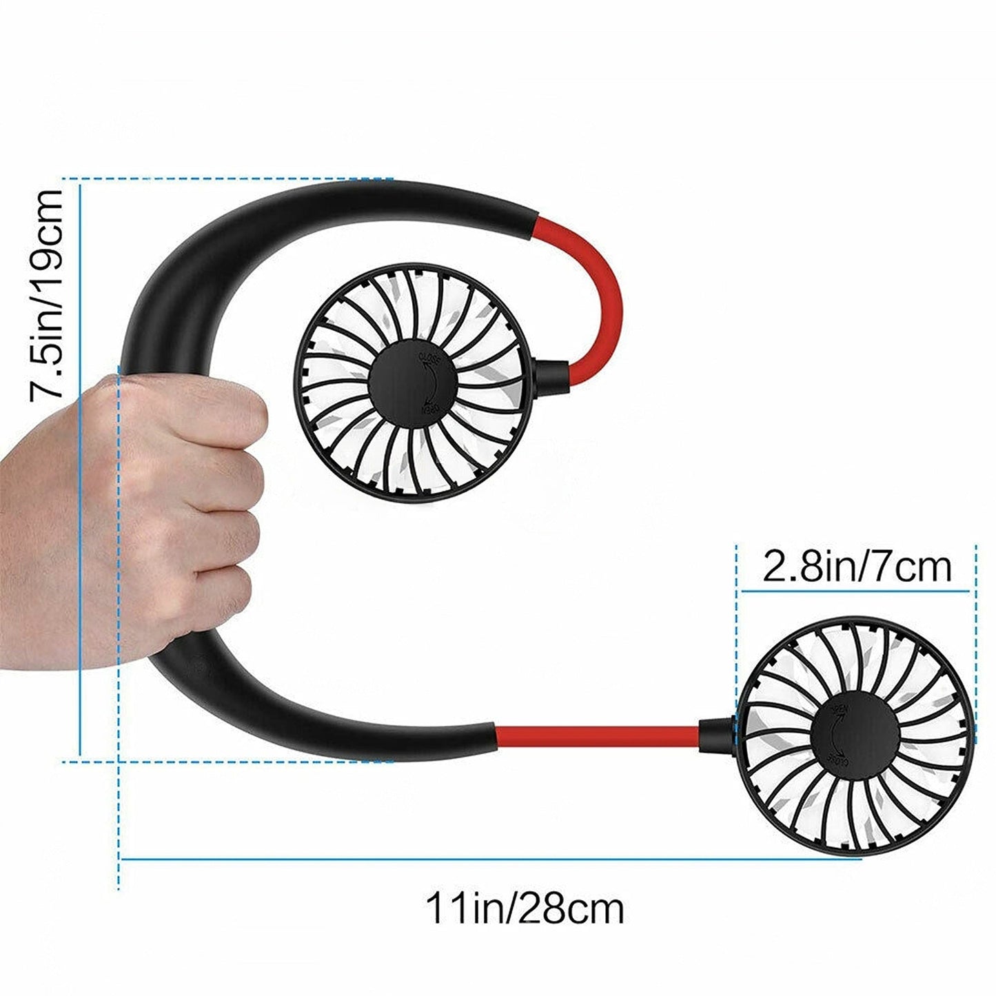 Dual Cooling Neckband Fan Portable USB Rechargeable Neck Hanging Sport